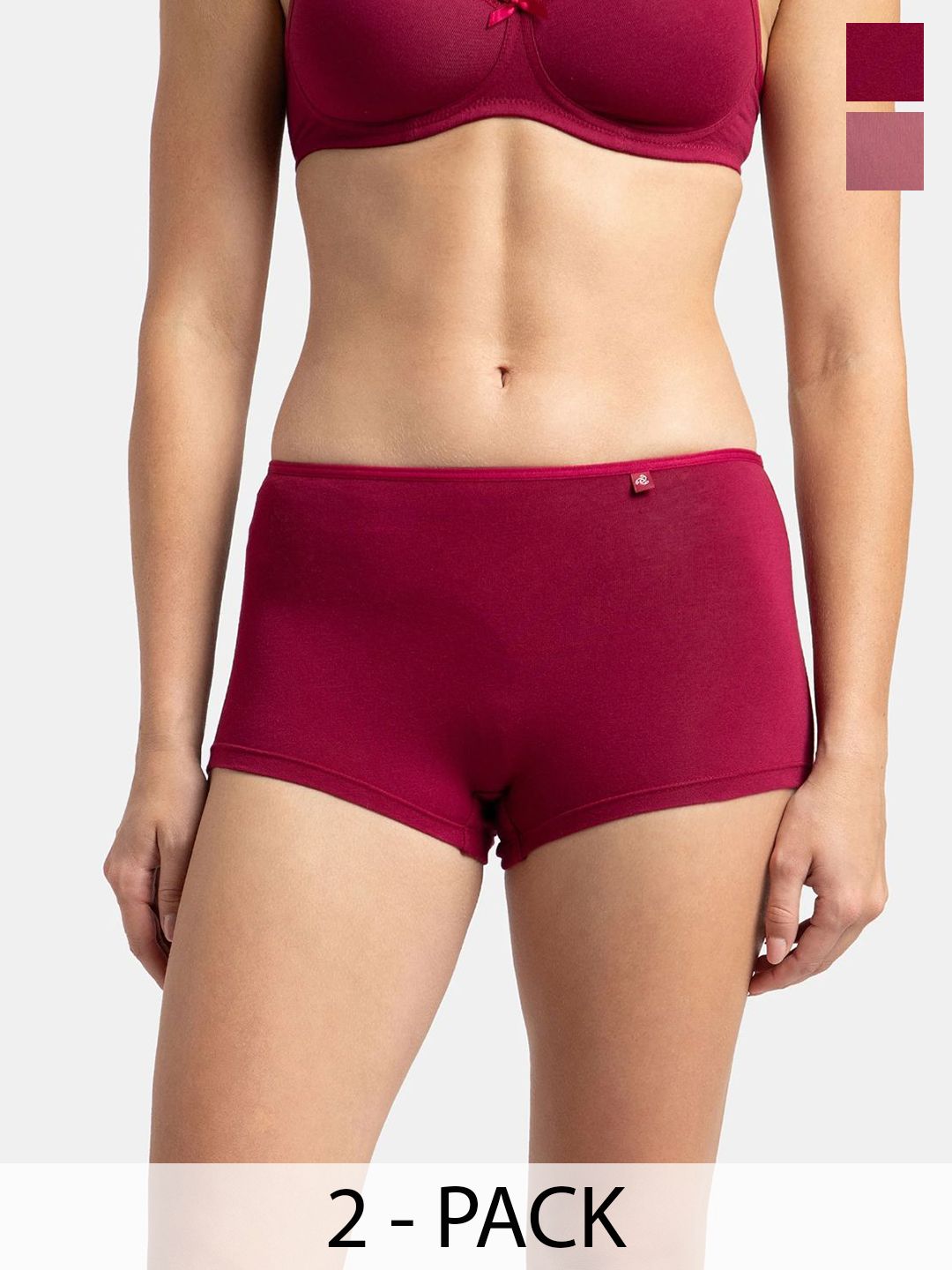 Jockey Women Pack Of 2 Mid-Rise Anti Microbial Boy Shorts Briefs-image-27