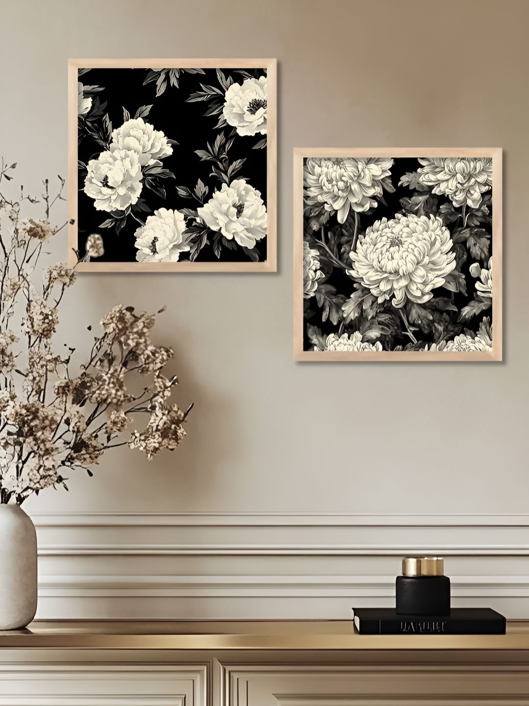 WALLLANE Brown & Black 2 Pieces Floral & Botanical Wood Wall Art-picture-18