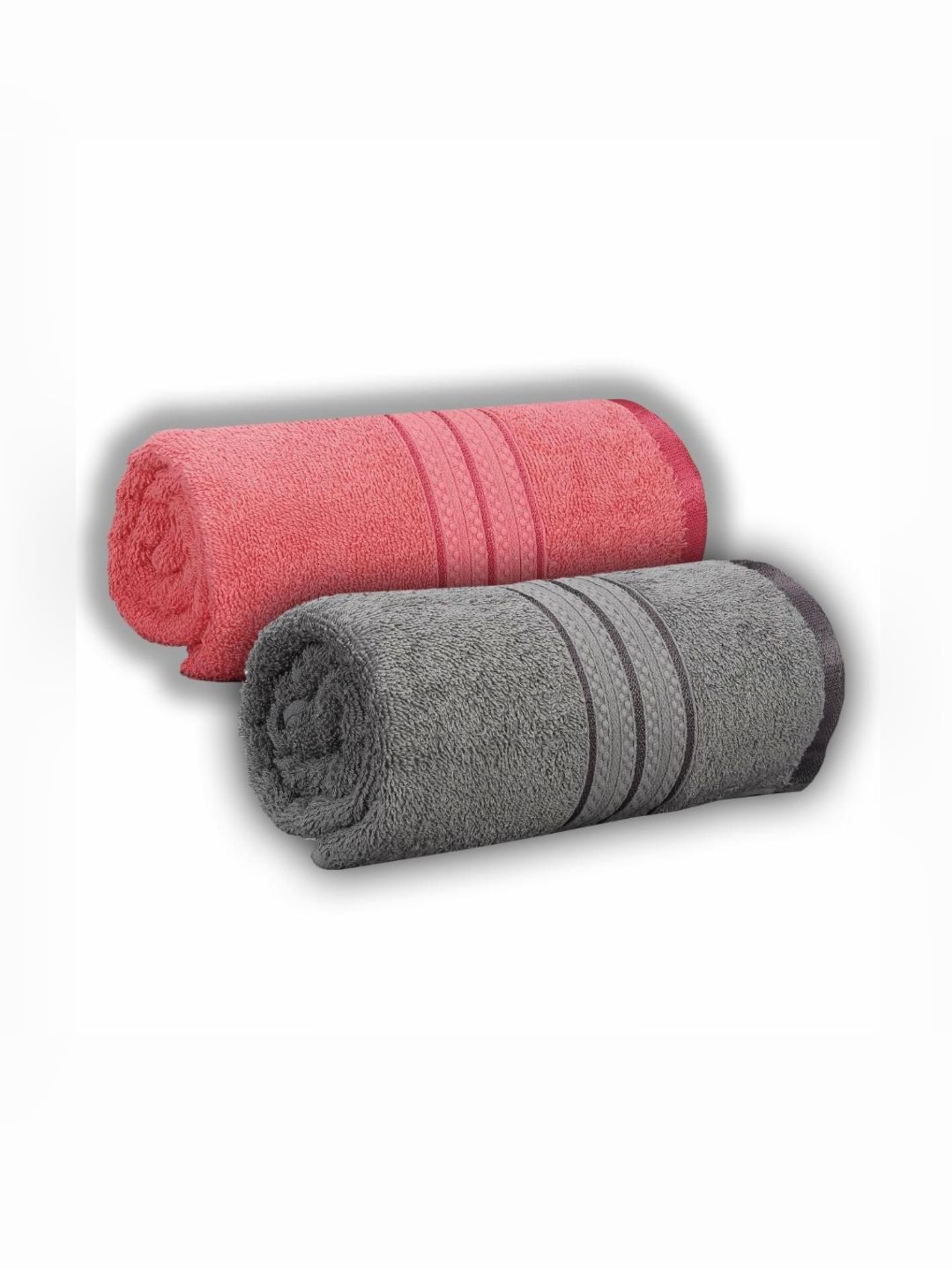 Dollar Grey & Peach-Coloured 2 Pieces Cotton 600 GSM Bath Towel-picture-12