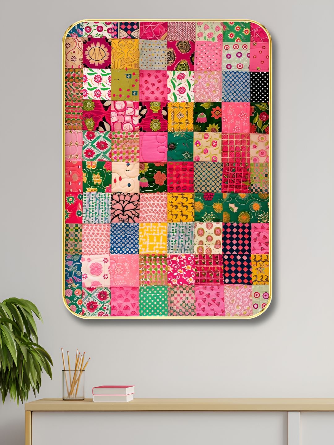 SAF Pink & Green Abstract Wooden Wall Art-picture-24