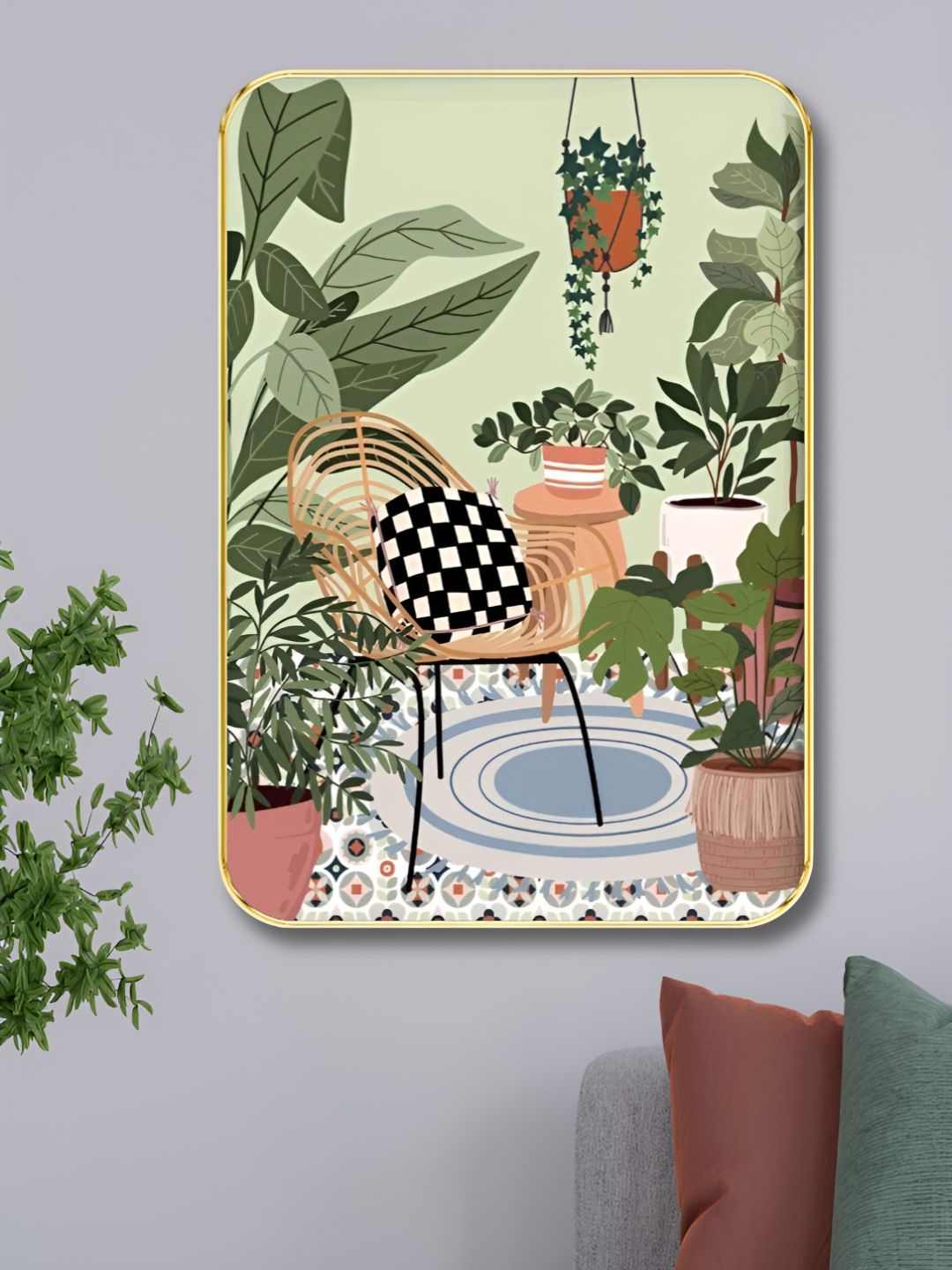 SAF Green & Blue Floral & Botanical Wooden Wall Art-picture-20