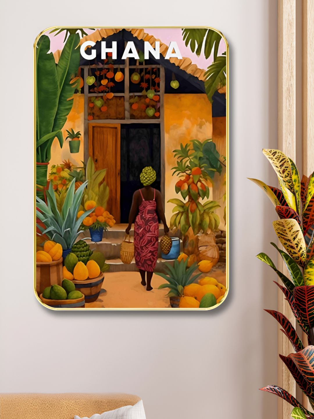 SAF Orange & Green House Printed Wooden Wall Art-picture-30