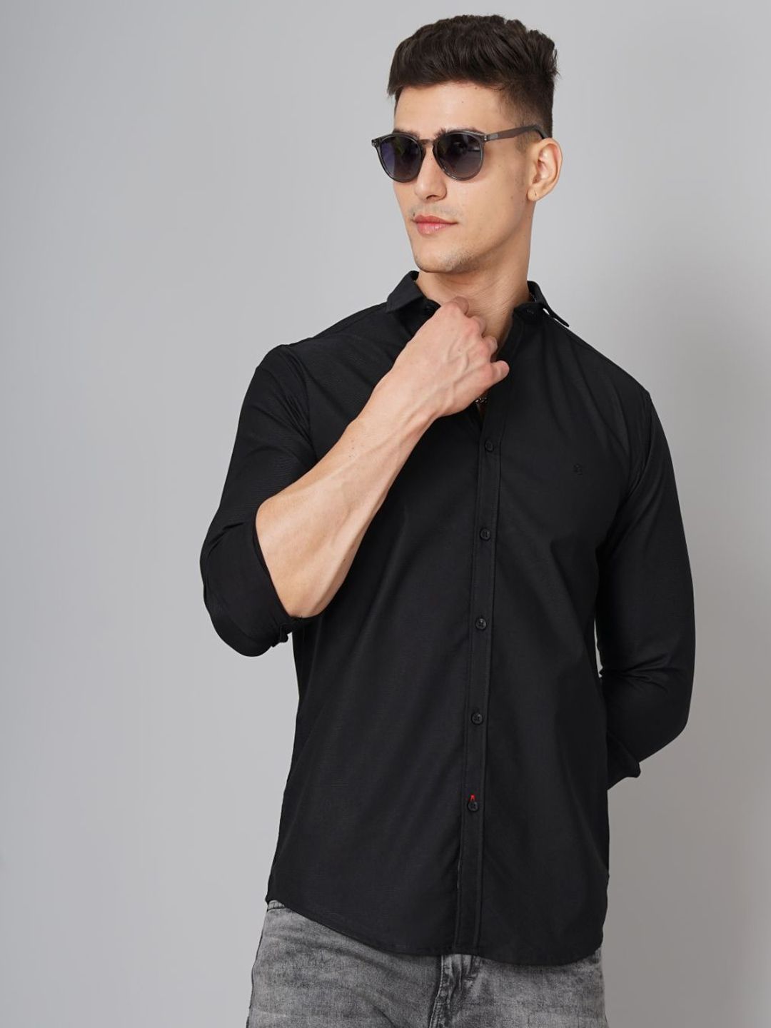 THE BEETEL HOUSE Men Standard Slim Fit Spread Collar Textured Cotton Casual Shirt-picture-32