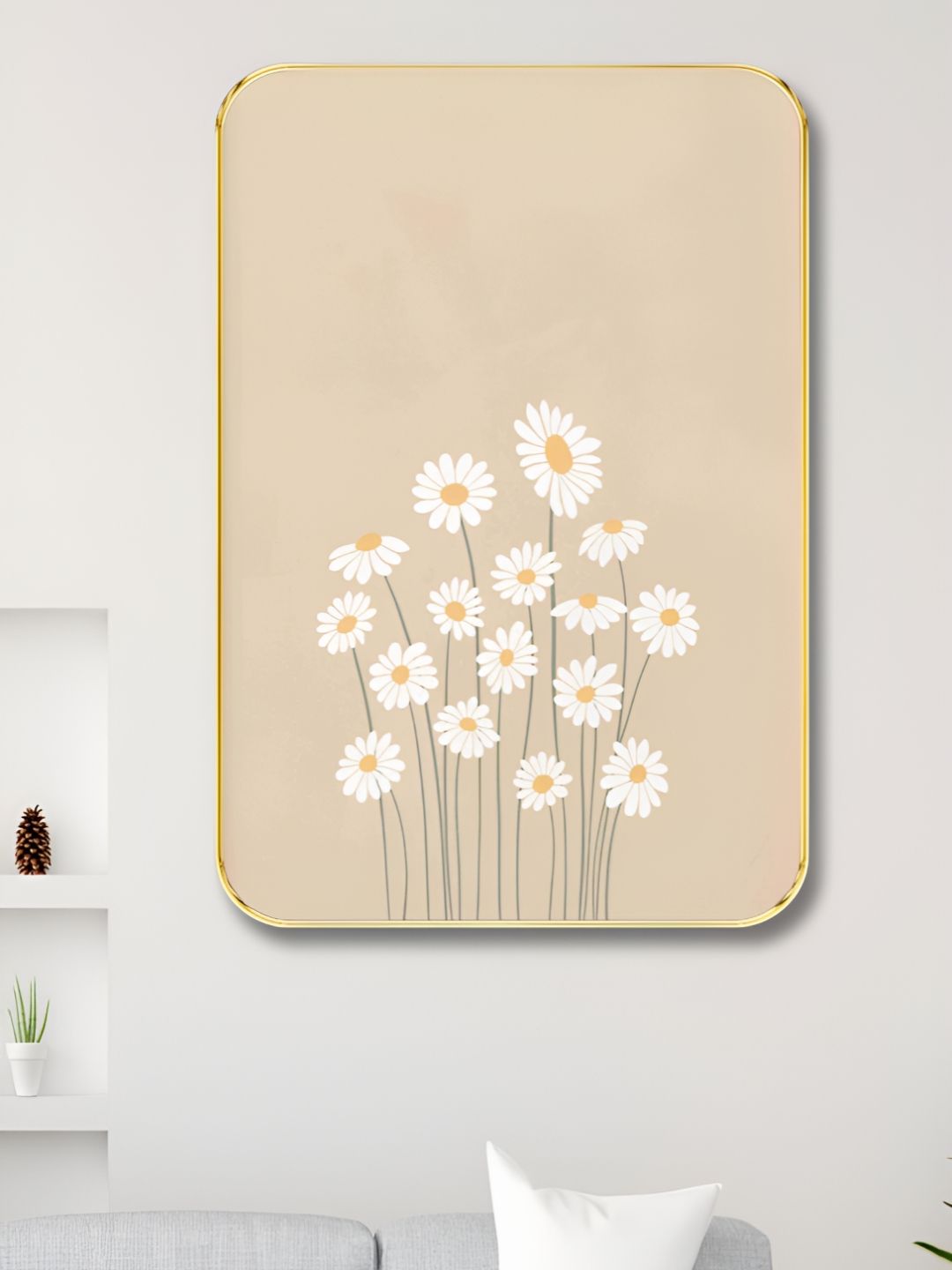 SAF Beige & White Wood Floral and Botanical Wall Art-picture-35