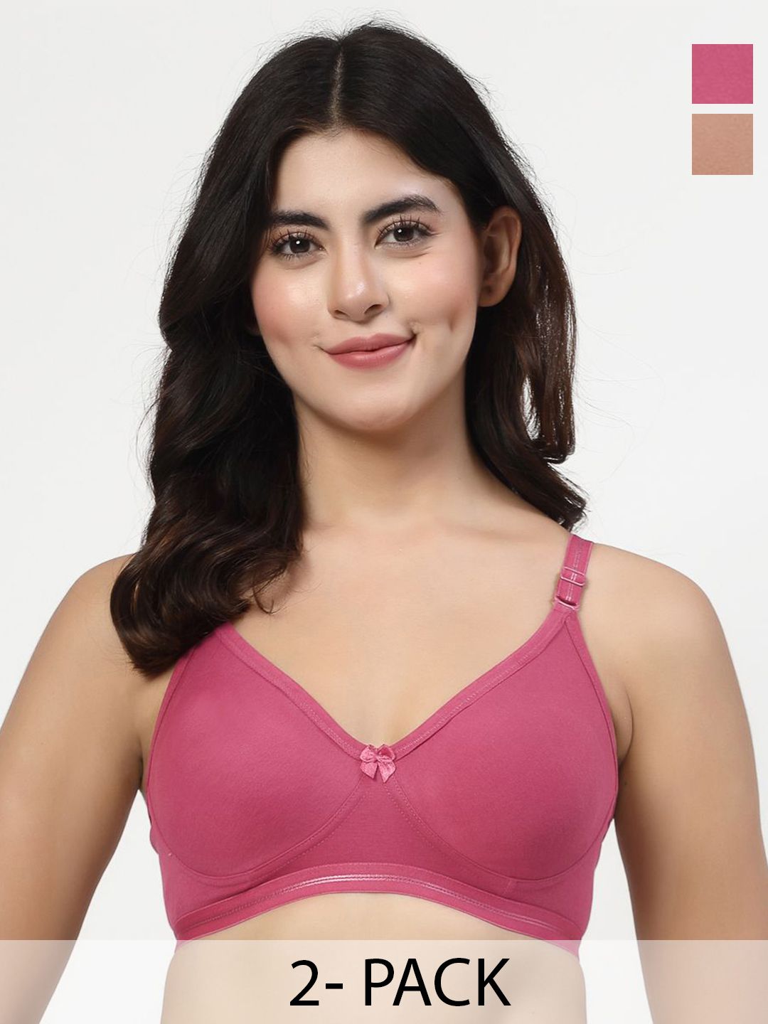 LILY ithsird Pack Of 2 Full Coverage Seamless Non Padded T-shirt Bra