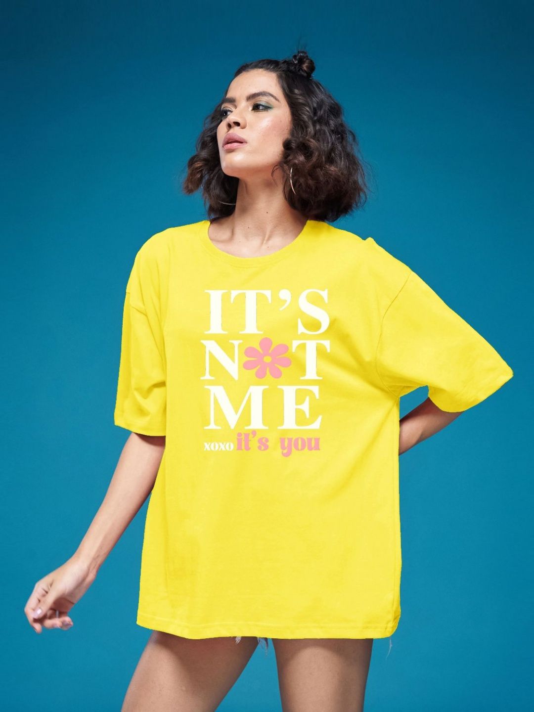 DressBerry Women Typography Printed Round Neck Cotton Oversized T-shirt