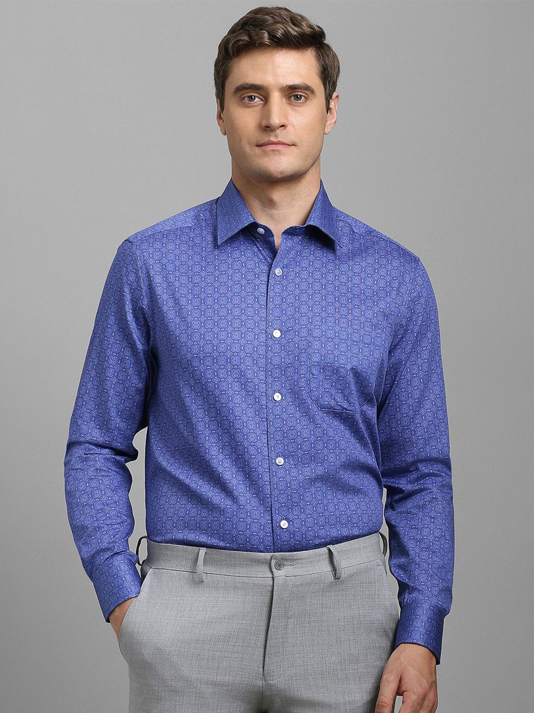 Louis Philippe Men Classic Regular Fit Spread Collar Floral Printed Cotton Formal Shirt-picture-40