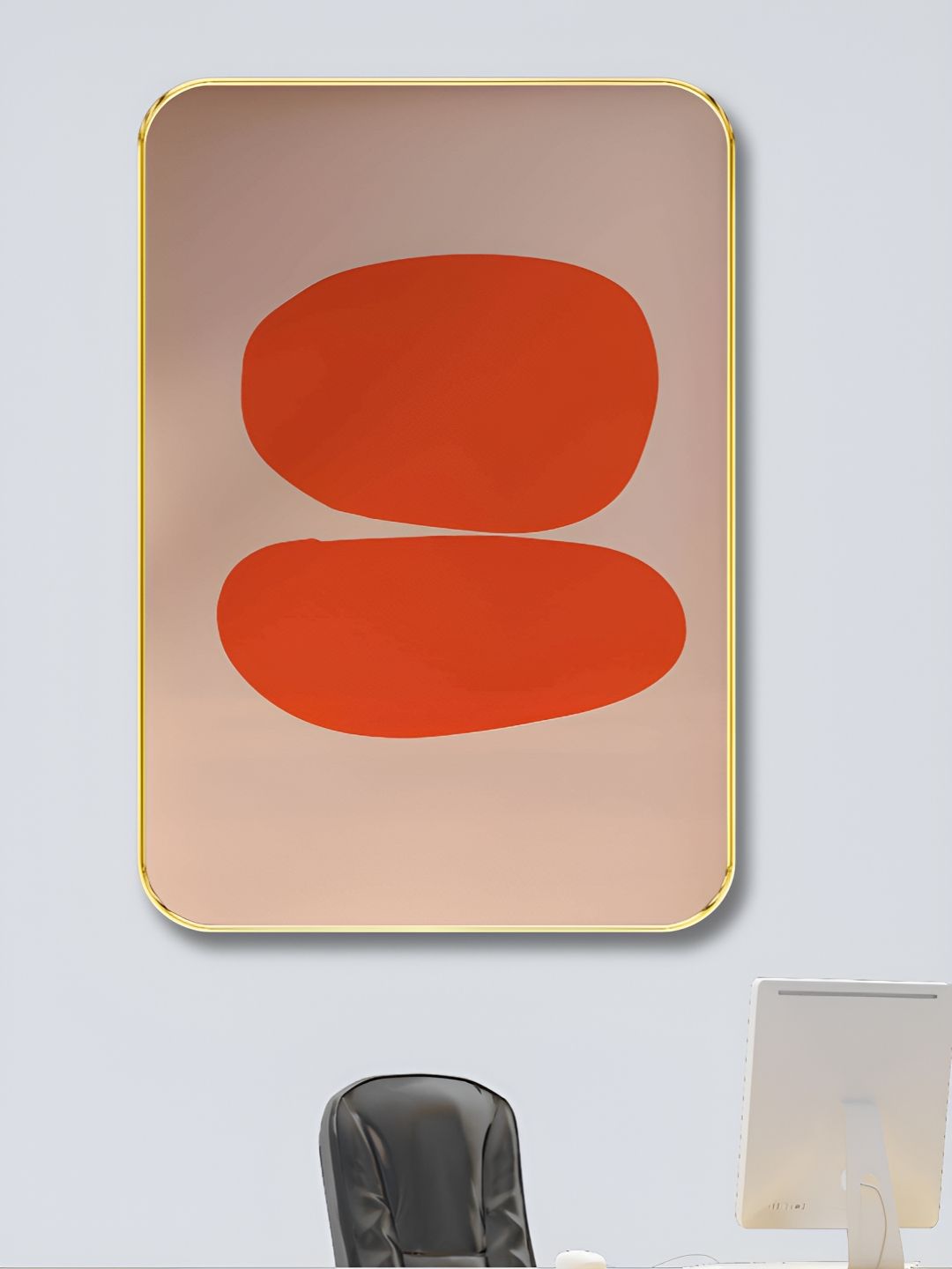 Myntra Elegant Homes Orange & Beige Abstract Printed Wooden Wall Art-picture-11