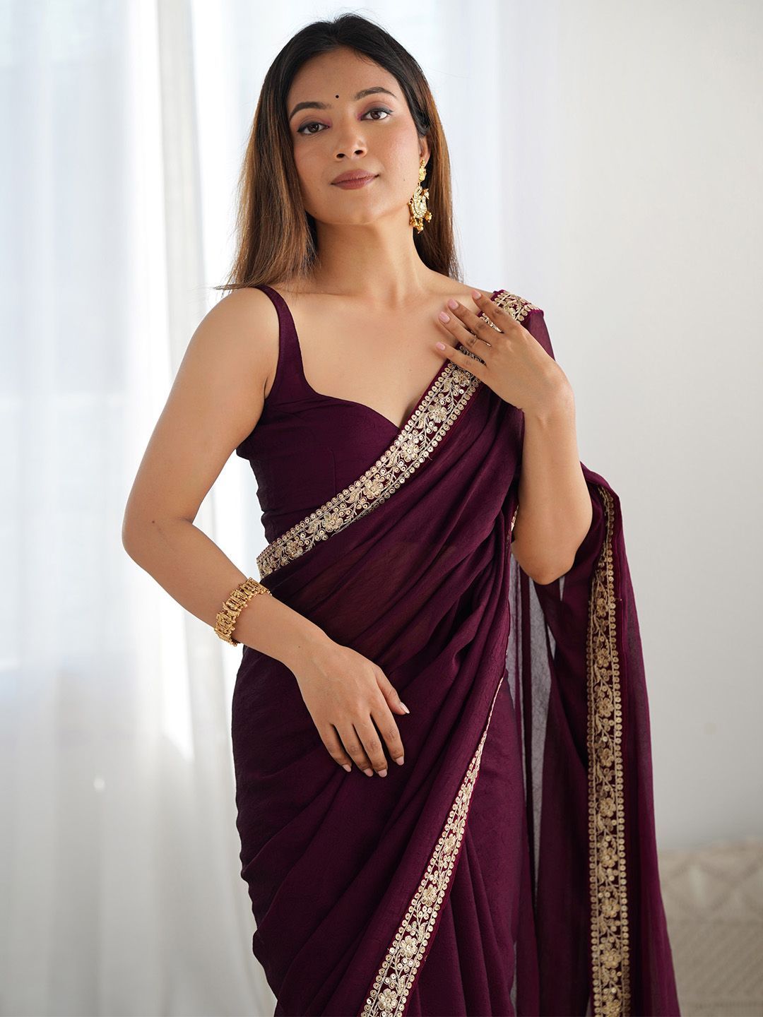 Anouk Women Embellished Embroidered Satin Saree-image-30