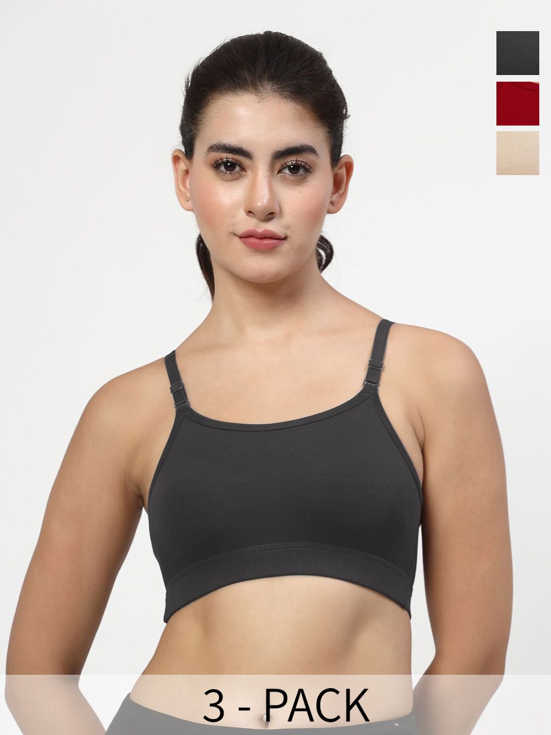 LILY Pack of 3 Full Coverage Seamless Non Padded Sports Bra-picture-28