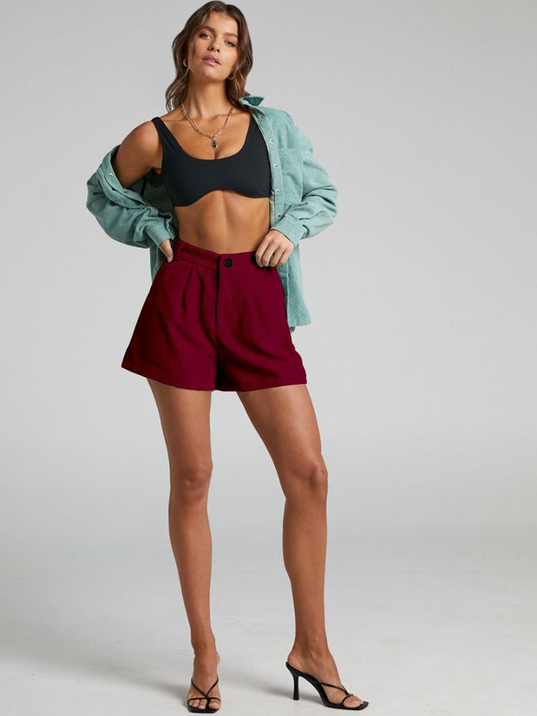 RAJOVATI Women Relaxed Fit High-Rise Yoga Shorts-picture-34