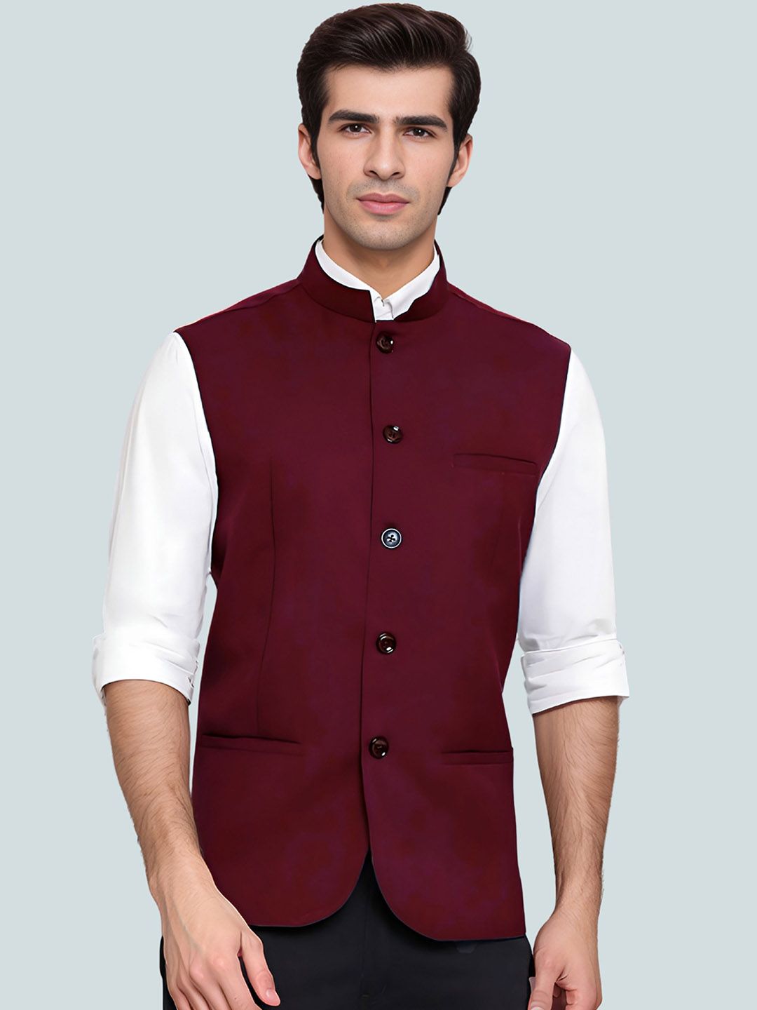 Moda Rapido Men Mandarin Collar Sleeveless Nehru Jacket-picture-33