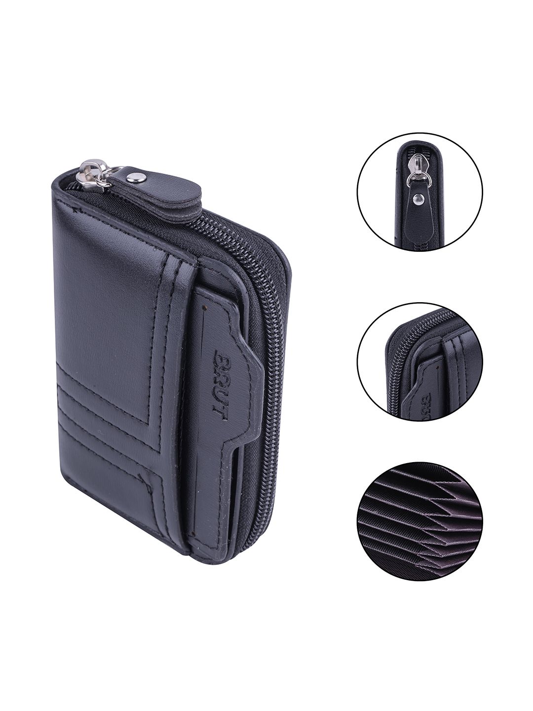 SZN Men Zip Detail Leather Card Holder