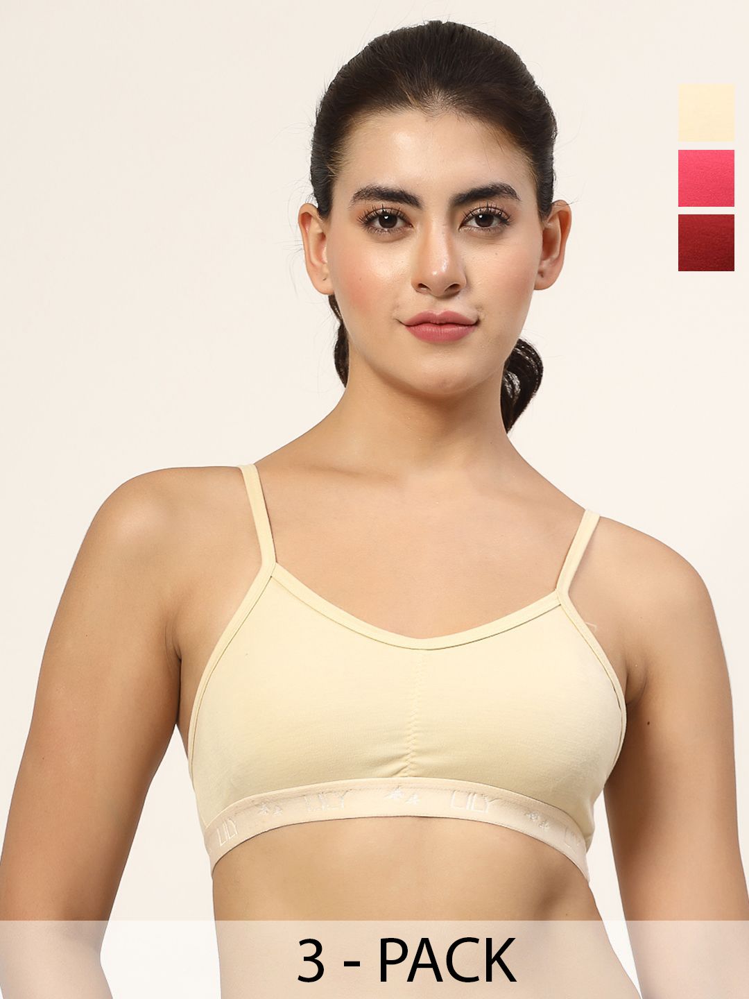 LILY Pack Of 3 Women Full Coverage Non Padded Non-Wired Regular Beginners Bra stropsyliad-picture-37