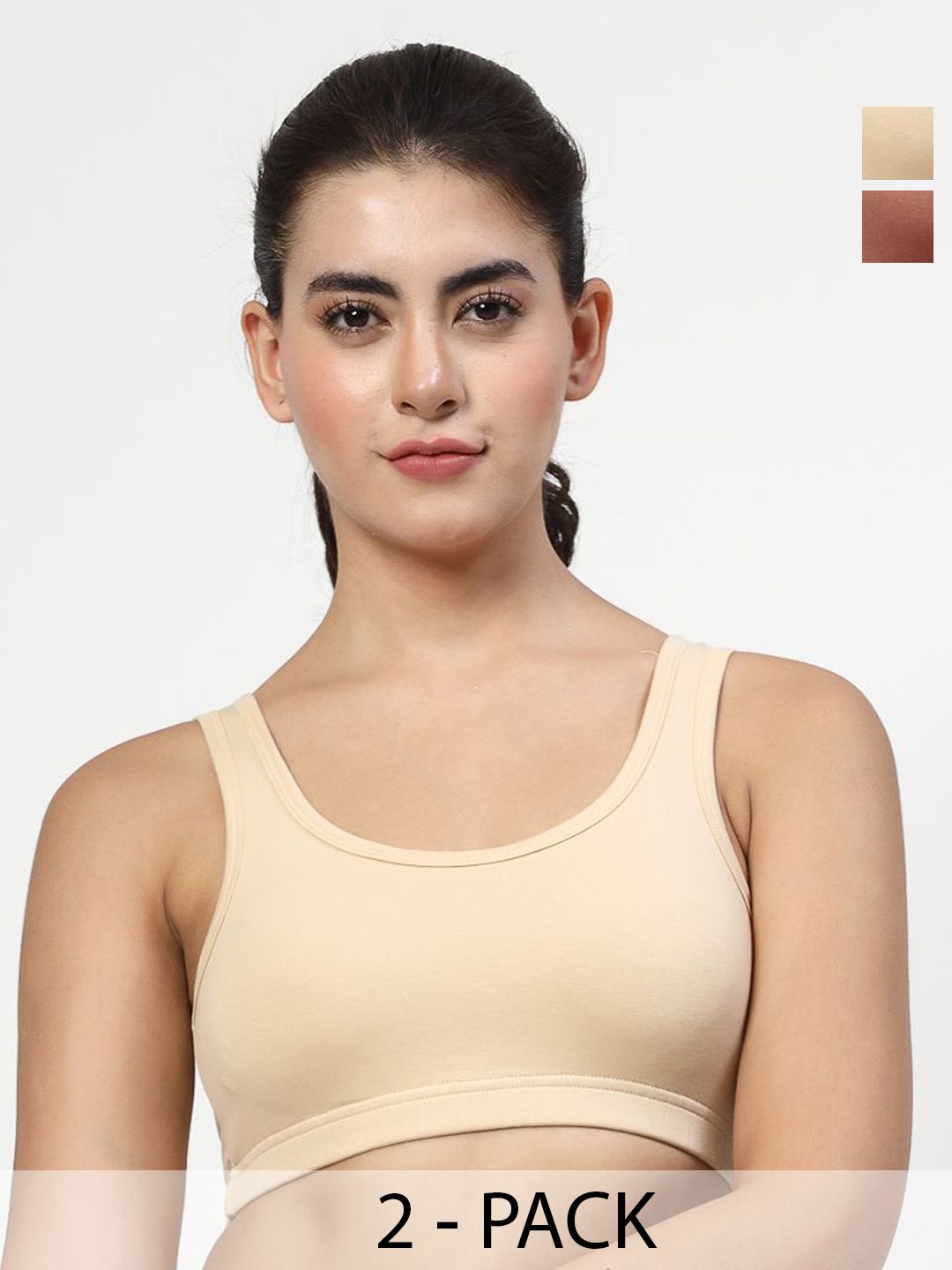 LILY Pack of 2 Full Coverage Seamless Non Padded Sports Bra