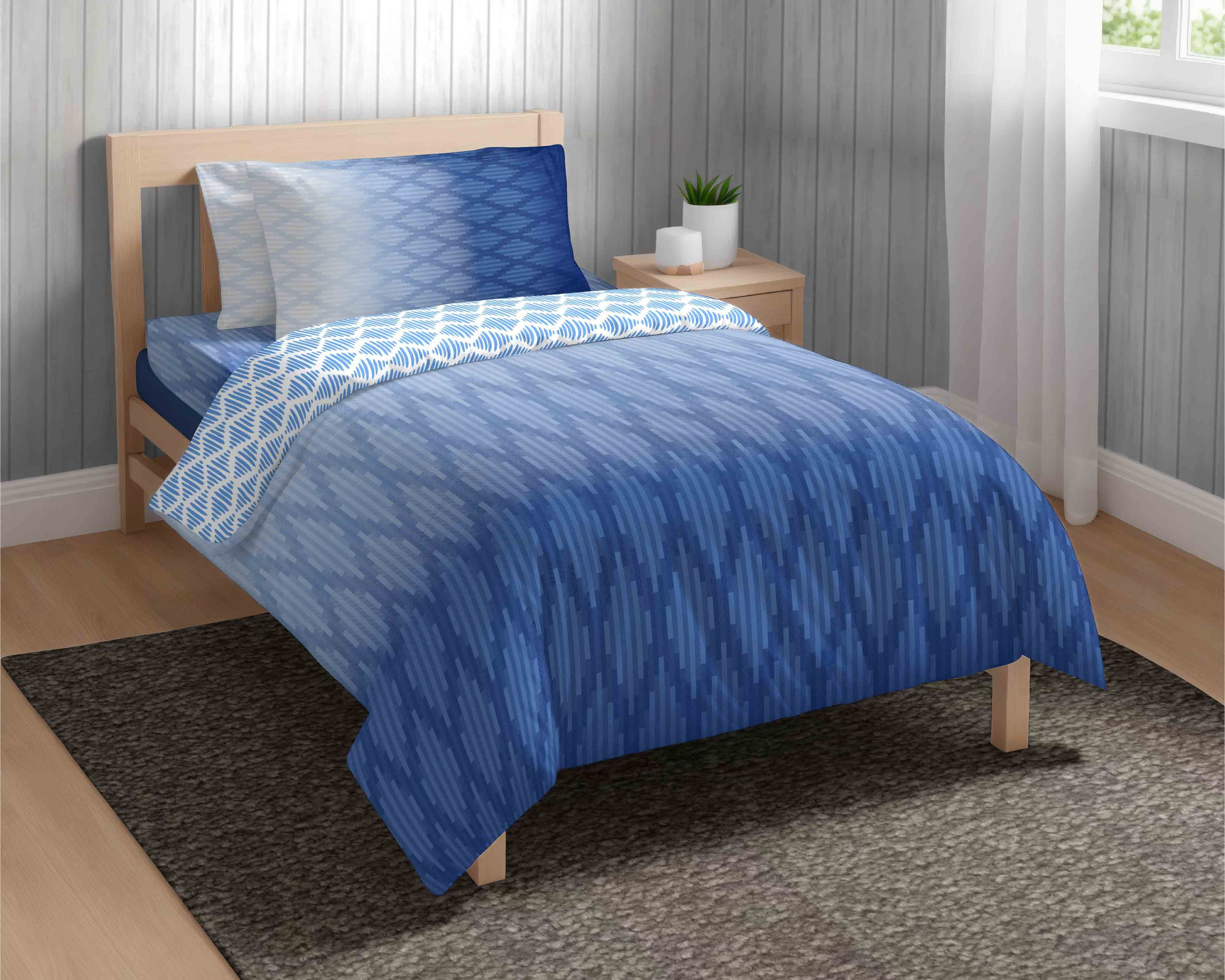 The Happy Pod Blue & White Geometric Pure Cotton AC Room 150 GSM Single Bed Comforter-image-40