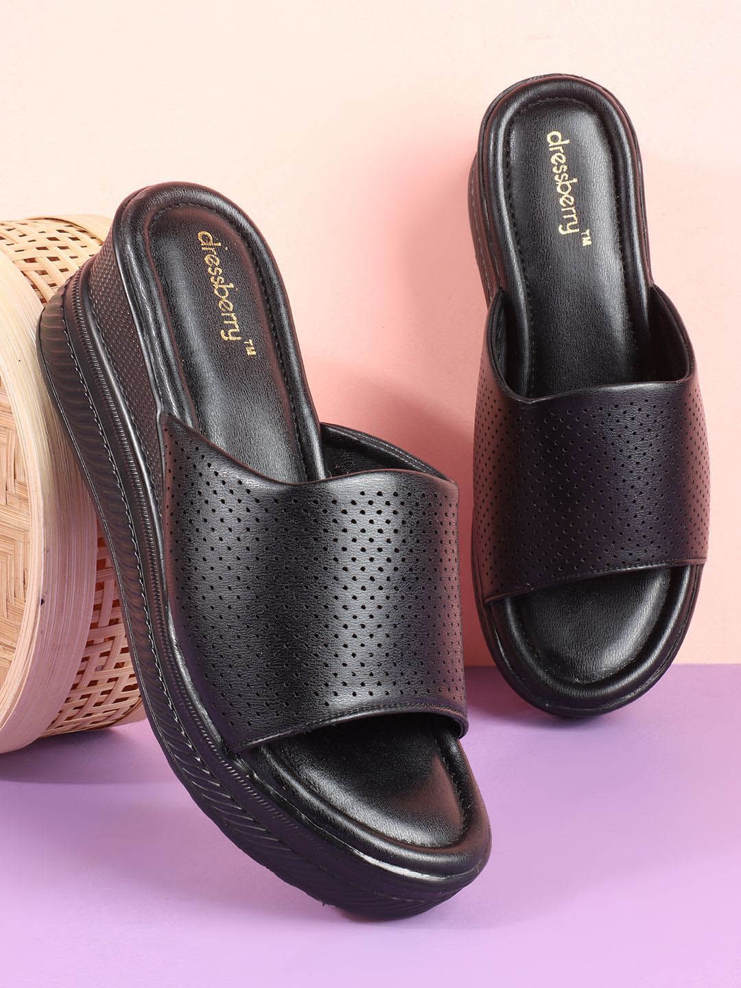 DressBerry Women Wedge Heel Open Toe Sandals with Laser Cuts-picture-17