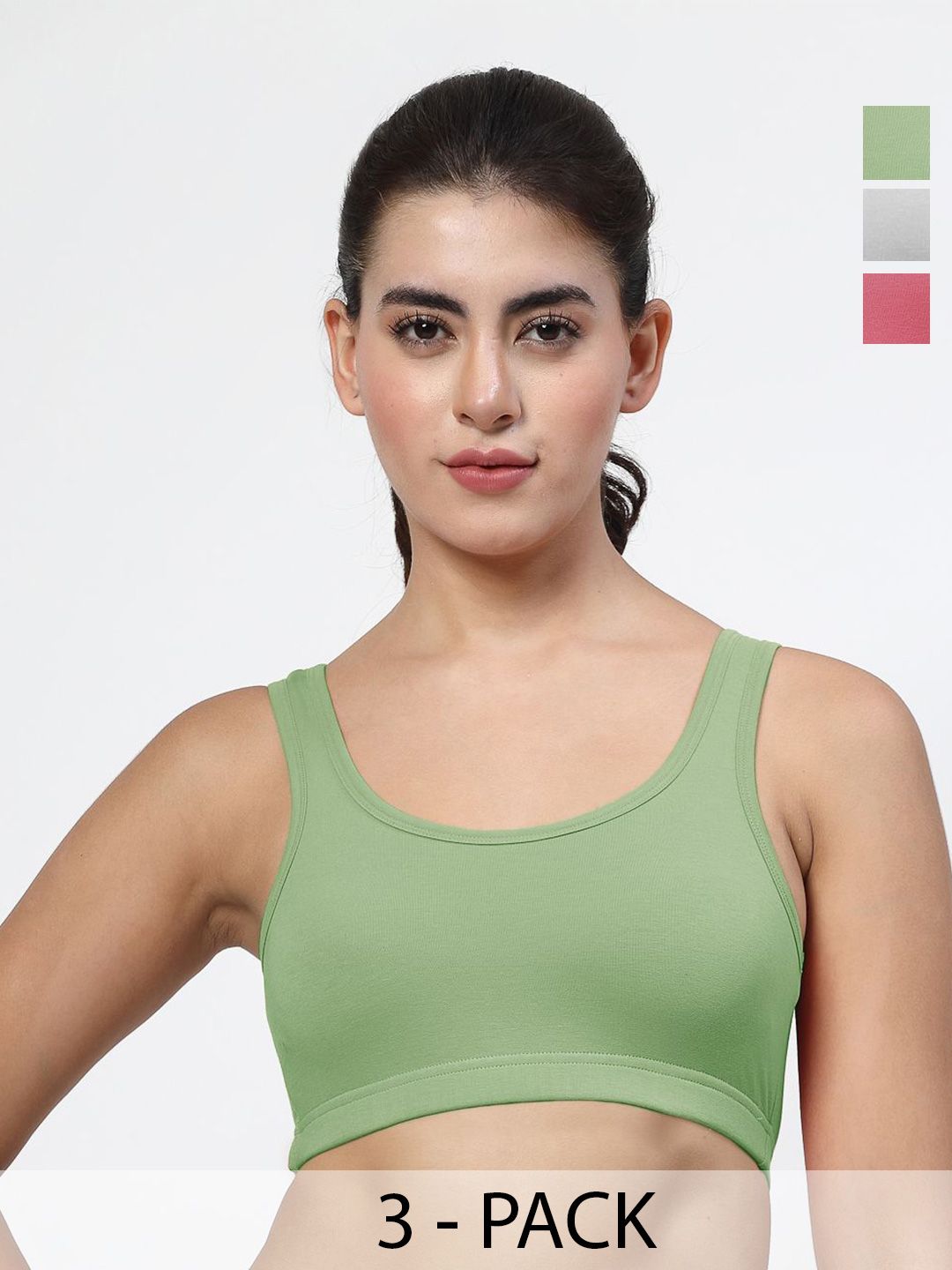 LILY Women Pack Of 3 Seamless Non Padded Regular Sports Bra