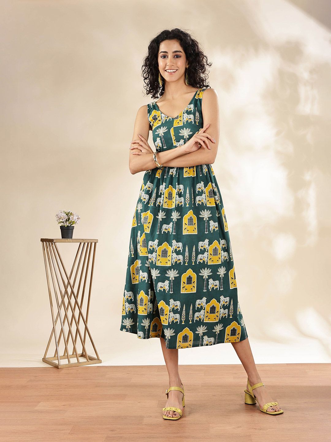 Anouk Women Animal Print Fit & Flare Maxi Dress