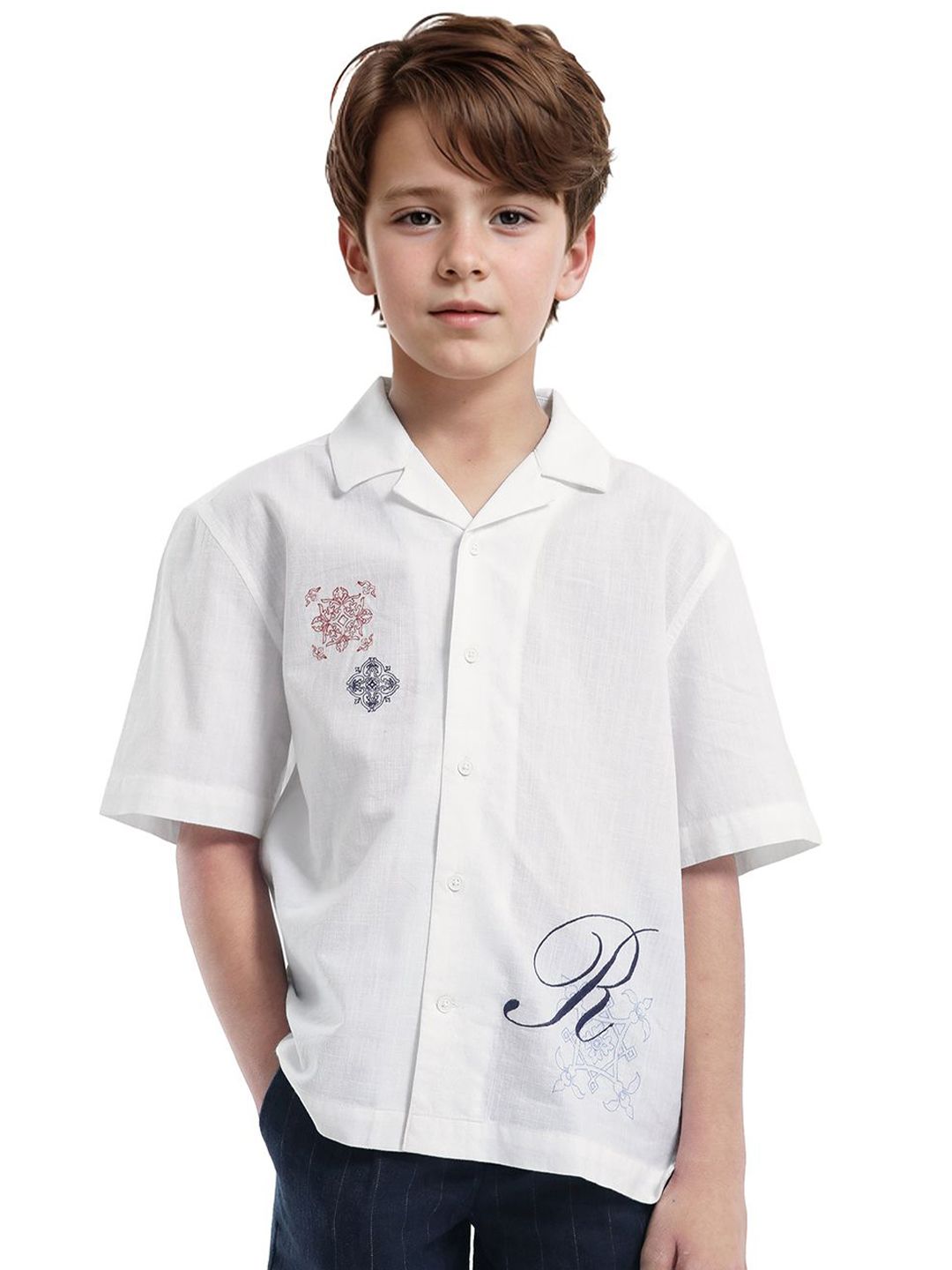 RARE ONES Boys Relaxed Fit Cuban Collar Typography Printed Cotton Casual Shirt-picture-33