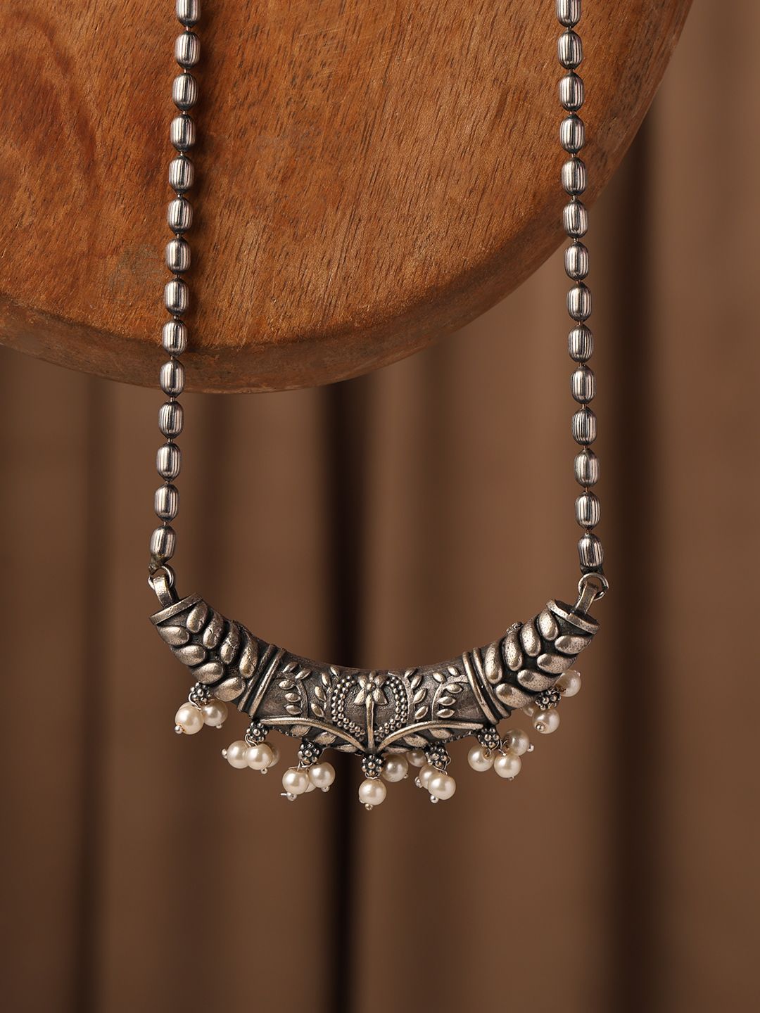 VENI 92.5 Silver-Plated Oxidised Necklace-picture-15