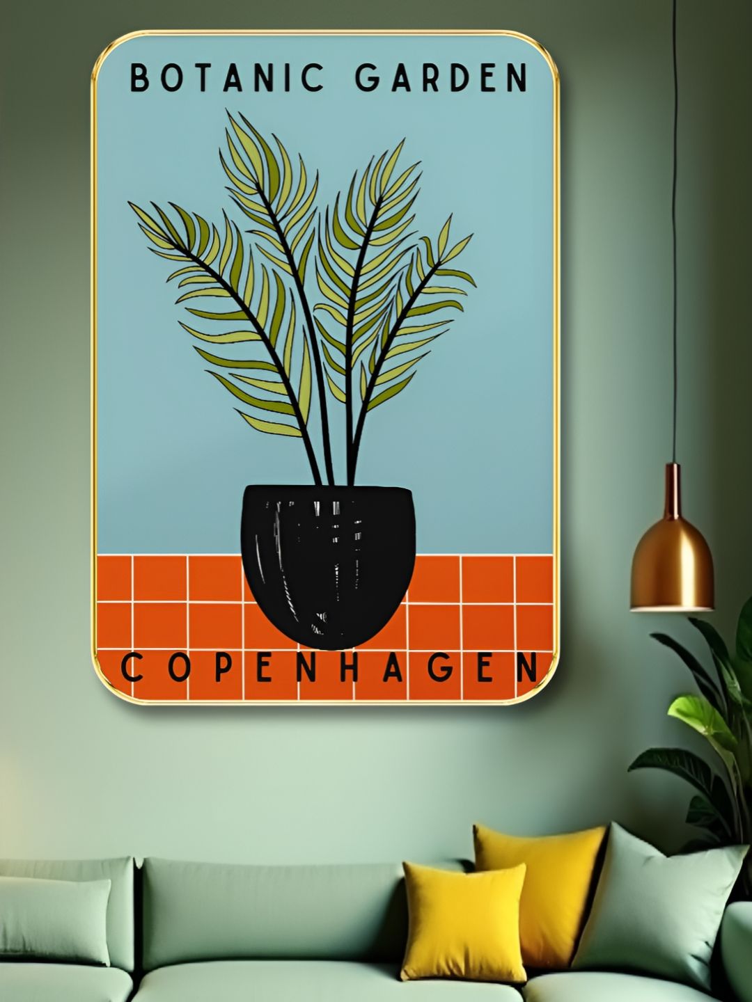 SAF Blue & Green Floral & Botanical Flower Pot Wooden Wall Art-picture-31