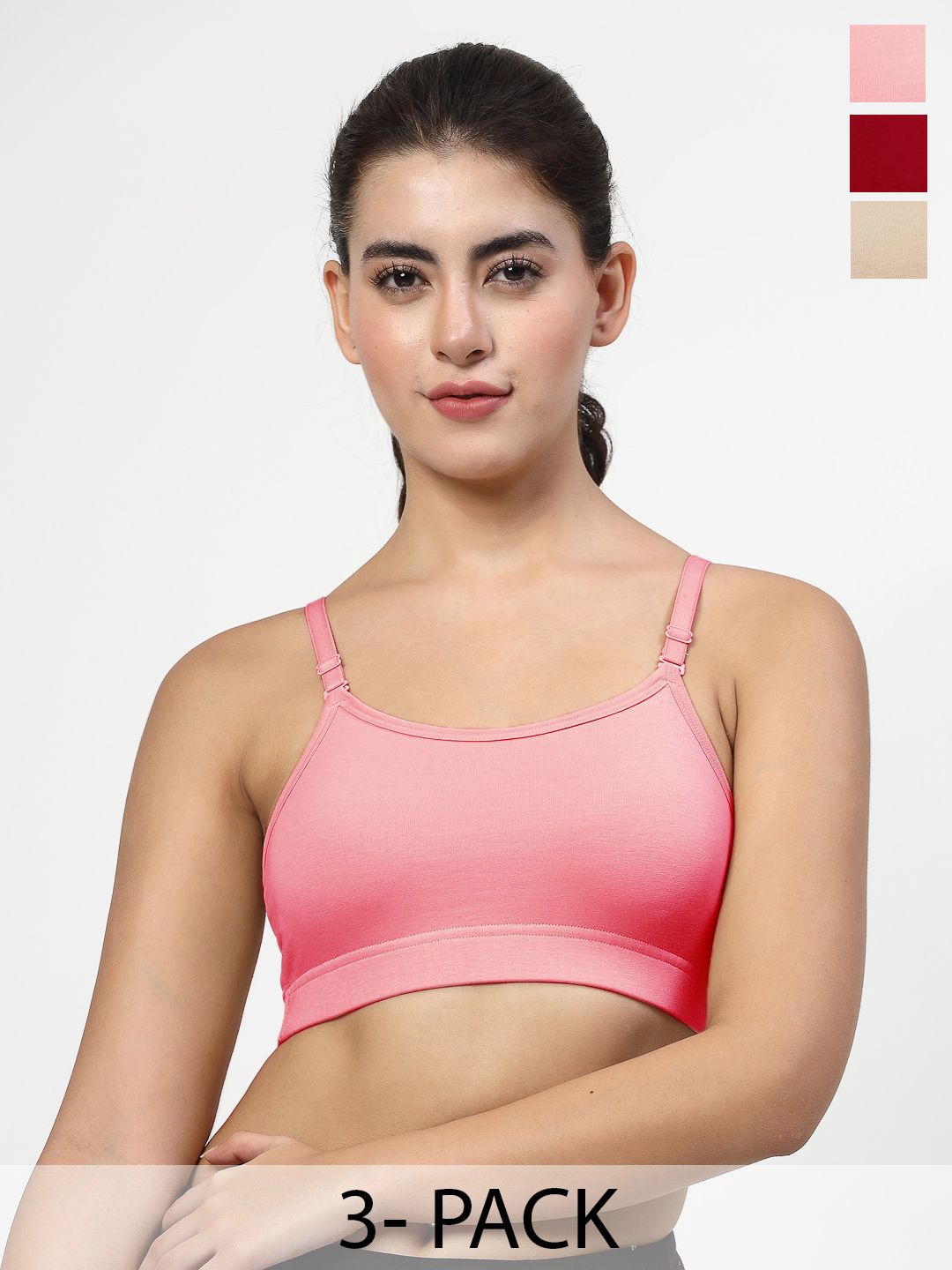 LILY Pack Of 3 Full Coverage Non Padded All Day Comfort Workout Bra-picture-18