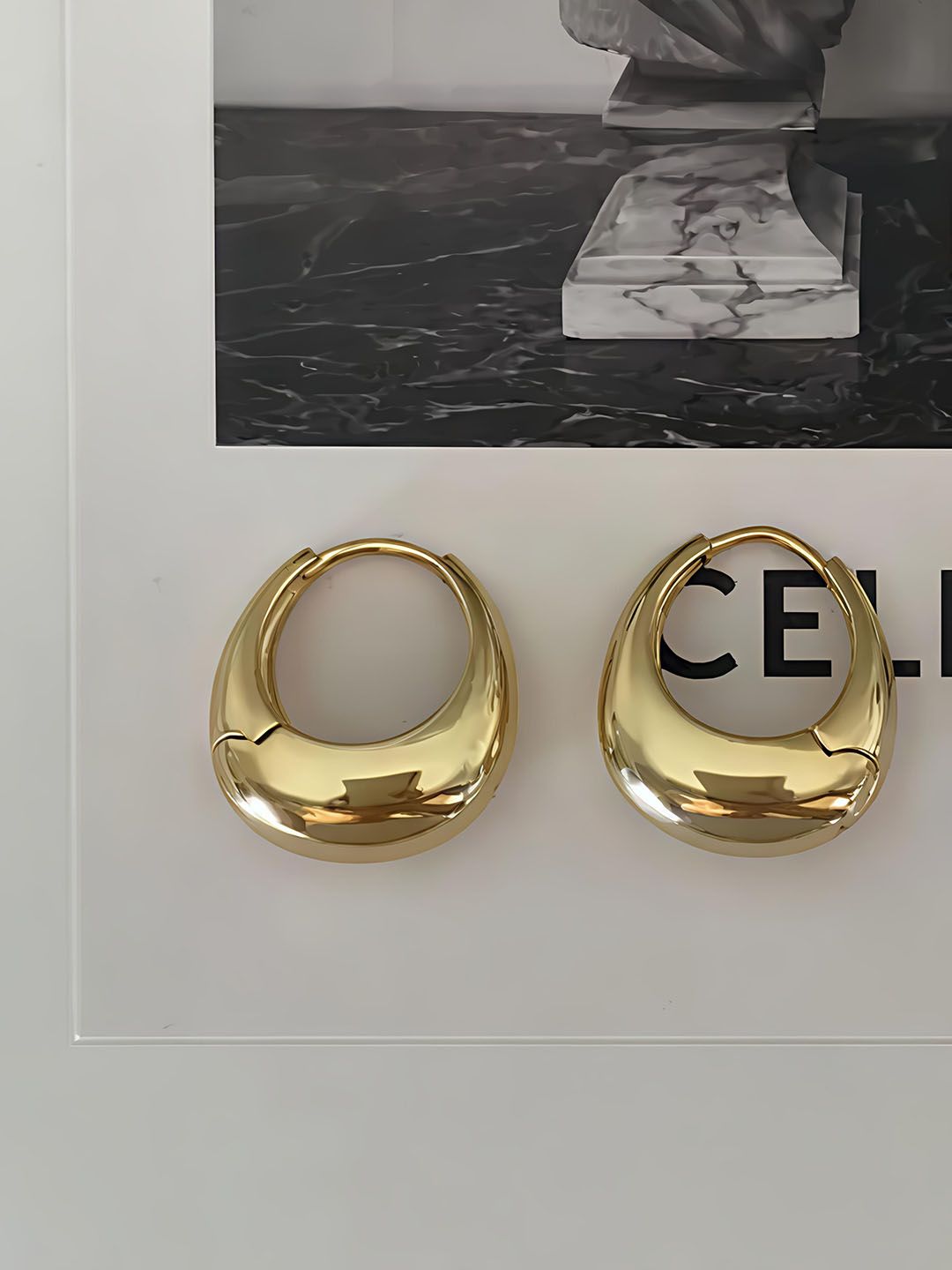 SUYUG Gold-Plated Contemporary Shaped Hoop Earrings-picture-38