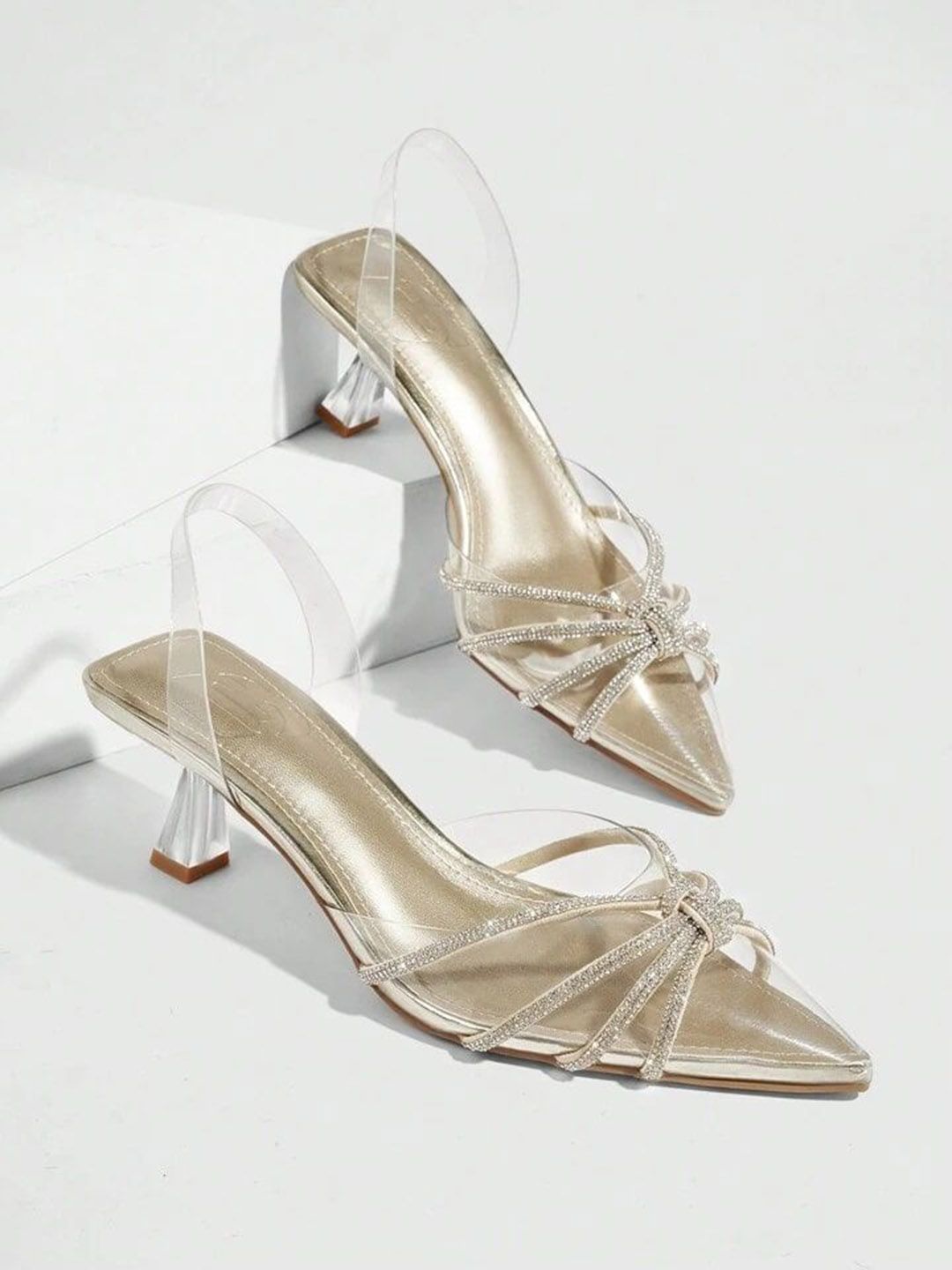 PURPLEHUNT Women Embellished Pointed Toe PU Slim Heeled Mules-picture-30