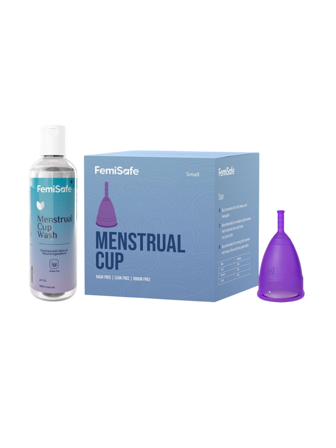 FEMISAFE Set Of Menstrual Cup- S & Menstrual Cup Wash