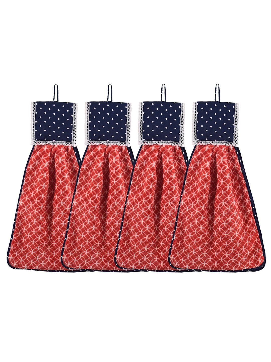 Kuber Industries Red 4 Pcs Printed Microfiber Wash Basin Napkin Towel With Hanging Loops-picture-34