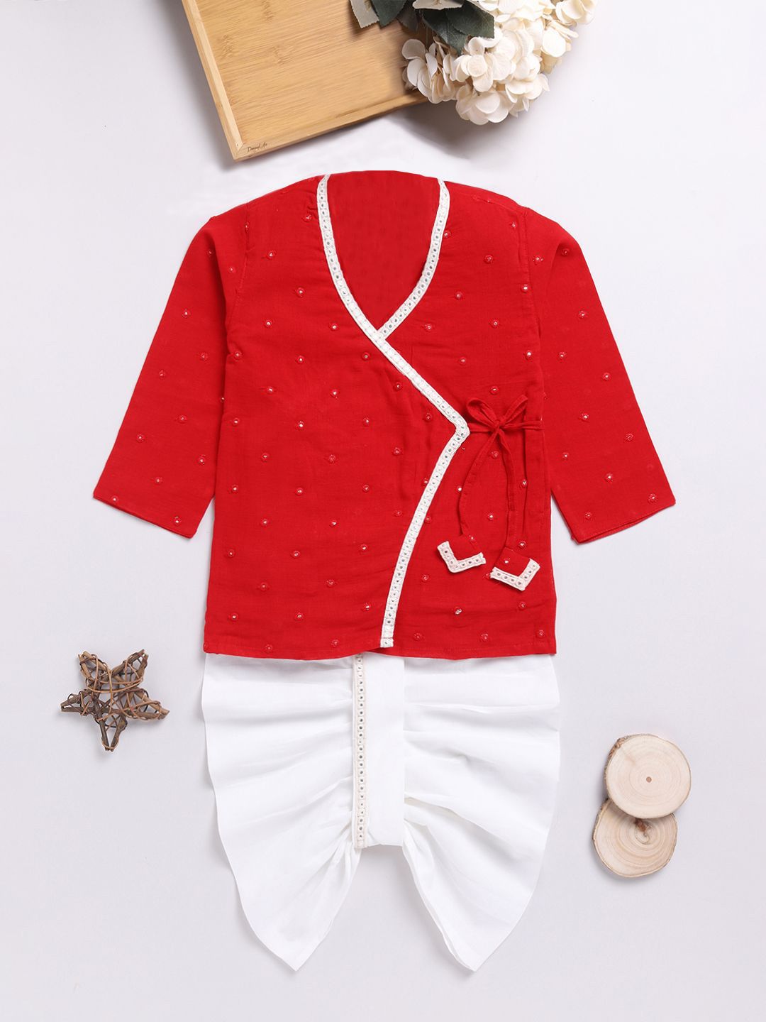 VASTRAMAY Boys Ethnic Motifs Embroidered Regular Thread Work Kurta with Dhoti Pants-picture-22