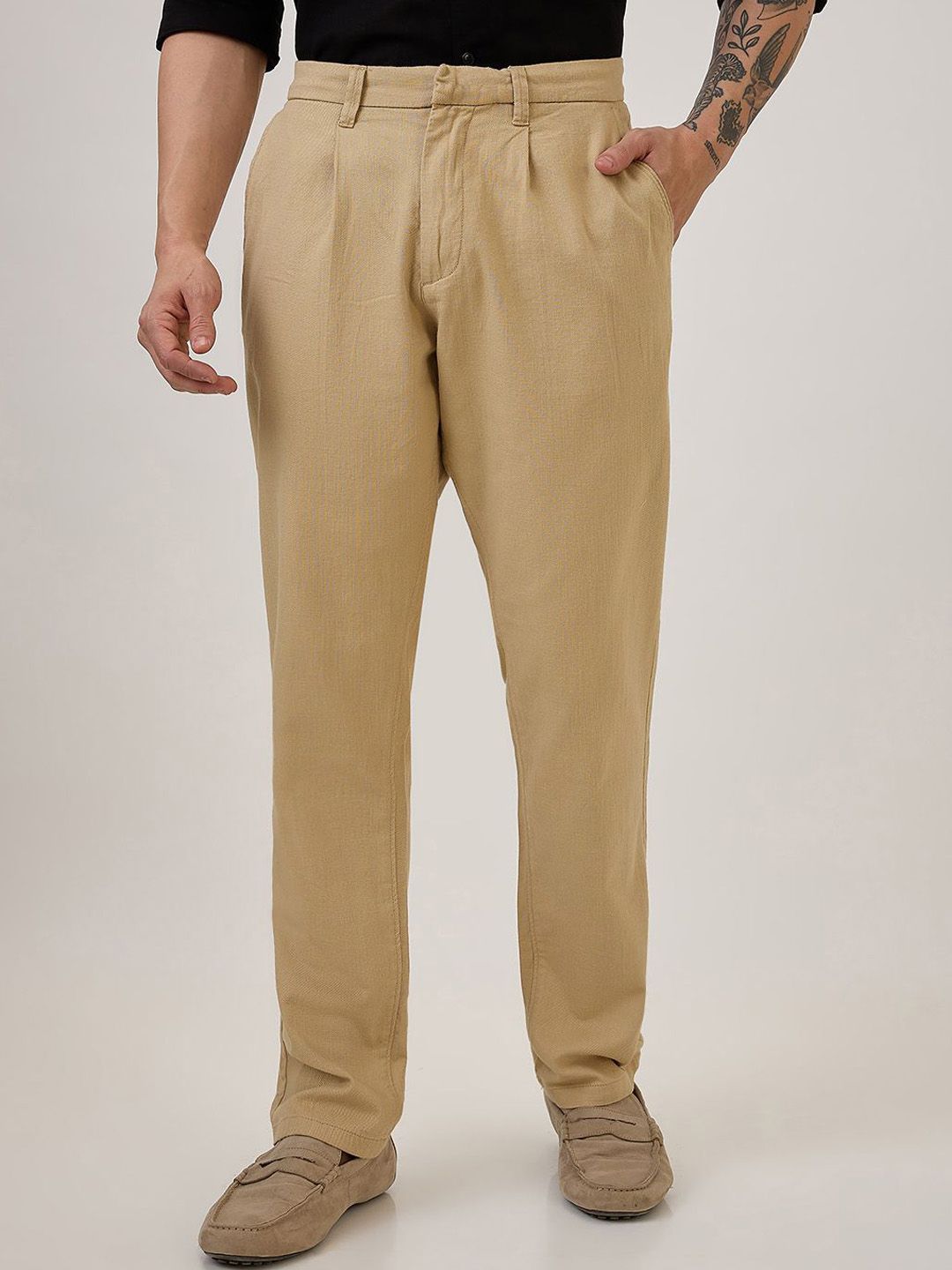 SPYKAR Men Cotton Pleated Regular Trousers-image-18