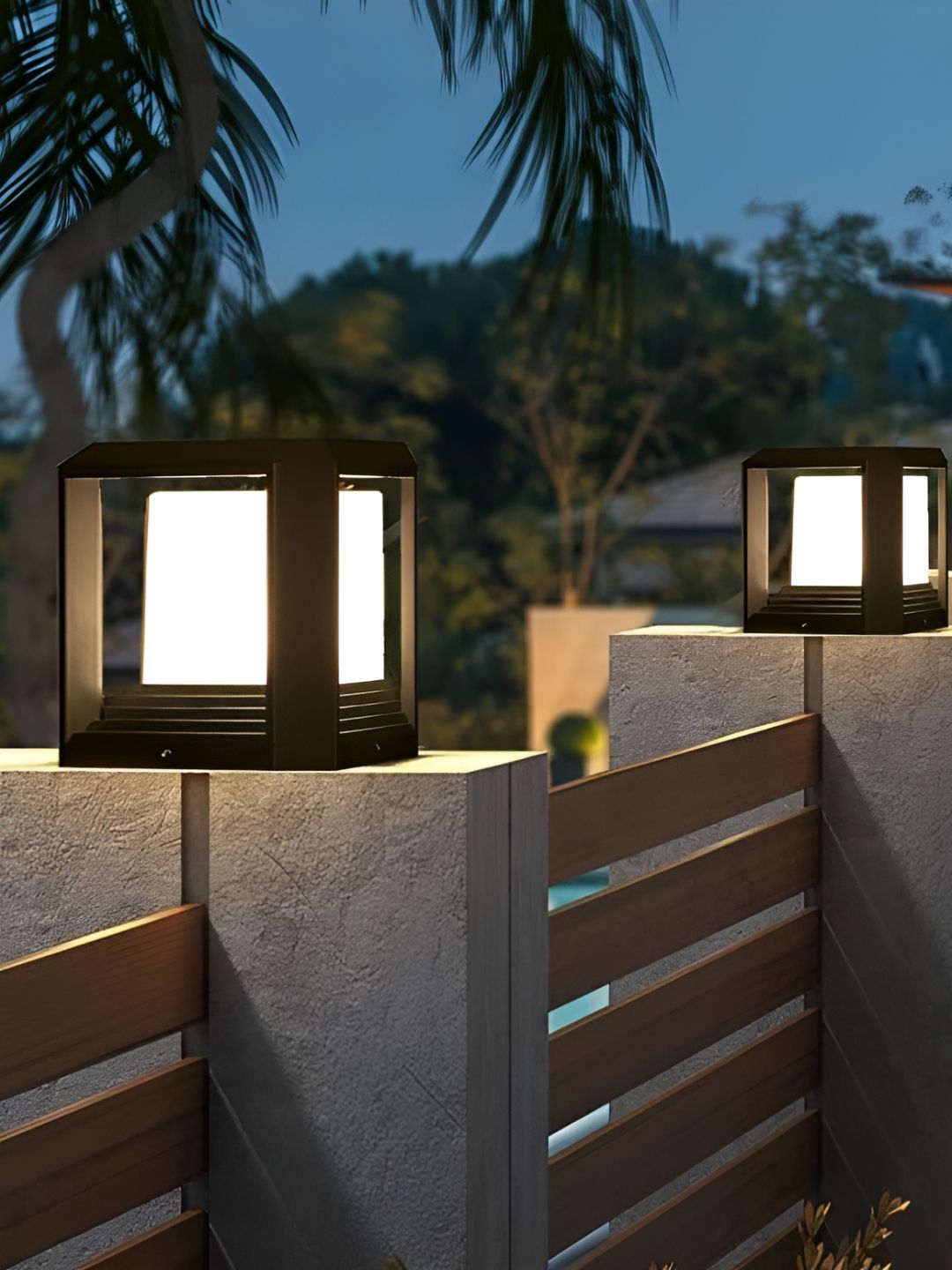 GAUVIK Grey & White 2 Pieces Waterproof Rust Resistant Outdoor Gate Lamp-picture-23