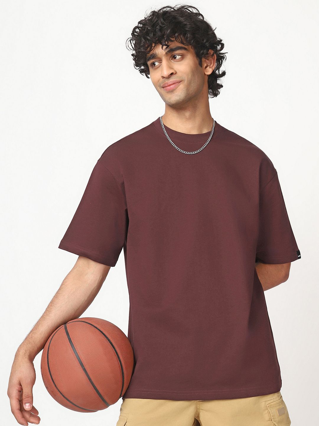 Bewakoof Heavy Duty Men Solid Round Neck Cotton Oversized T-shirt-picture-17