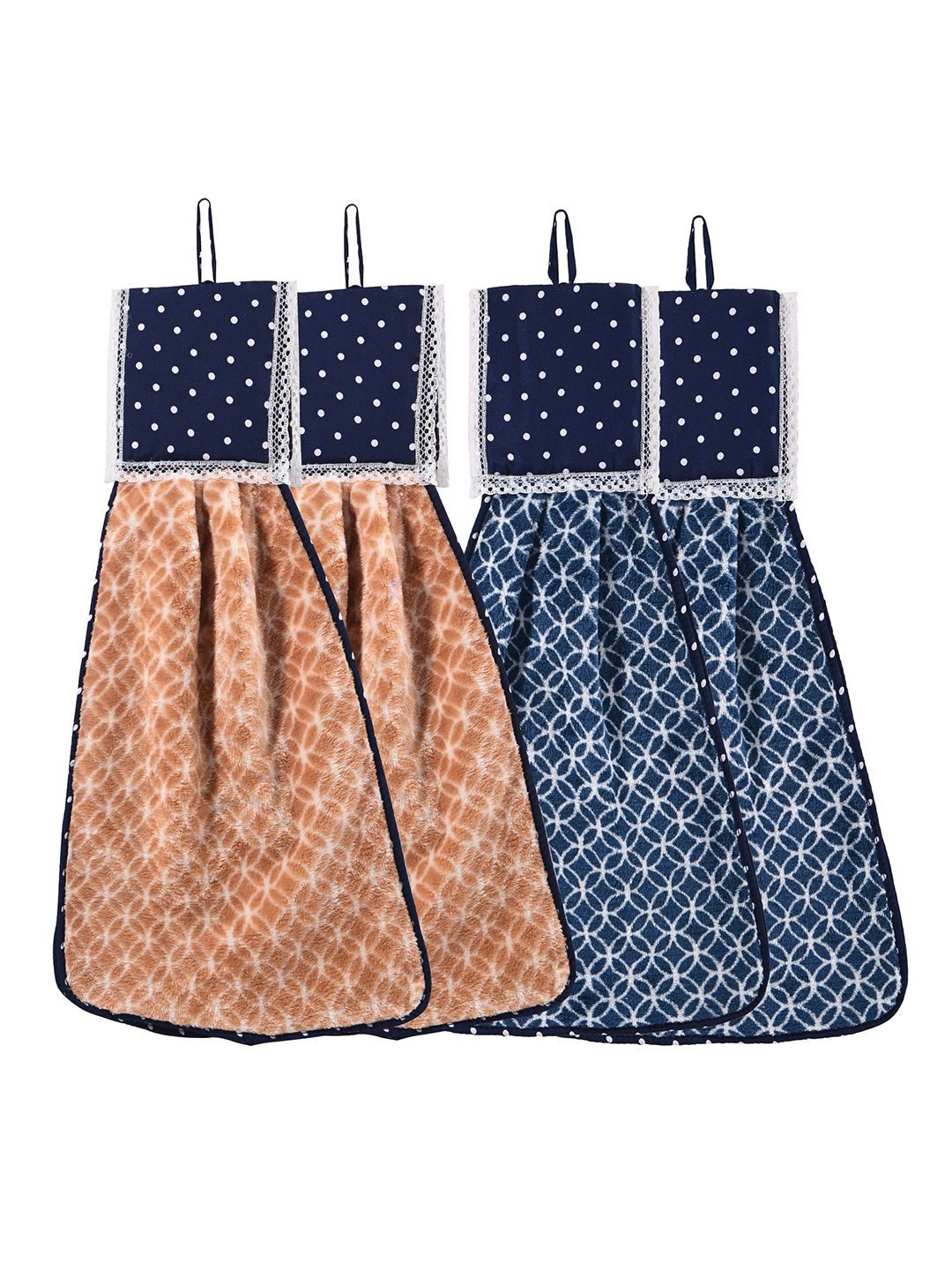 Kuber Industries Blue 4 Pcs Printed Microfiber Wash Basin Napkin Towel With Hanging Loops-image-48