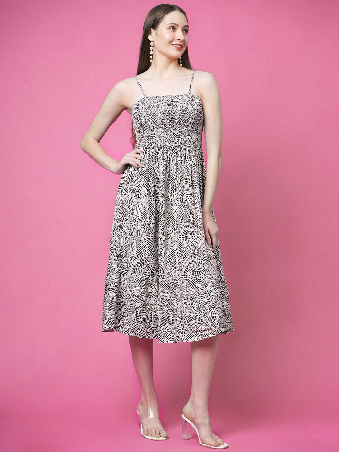 fuchsia PRETTY LOVING THING Women Animal Printed Fit & Flare Shoulder Straps Midi Dress-picture-36