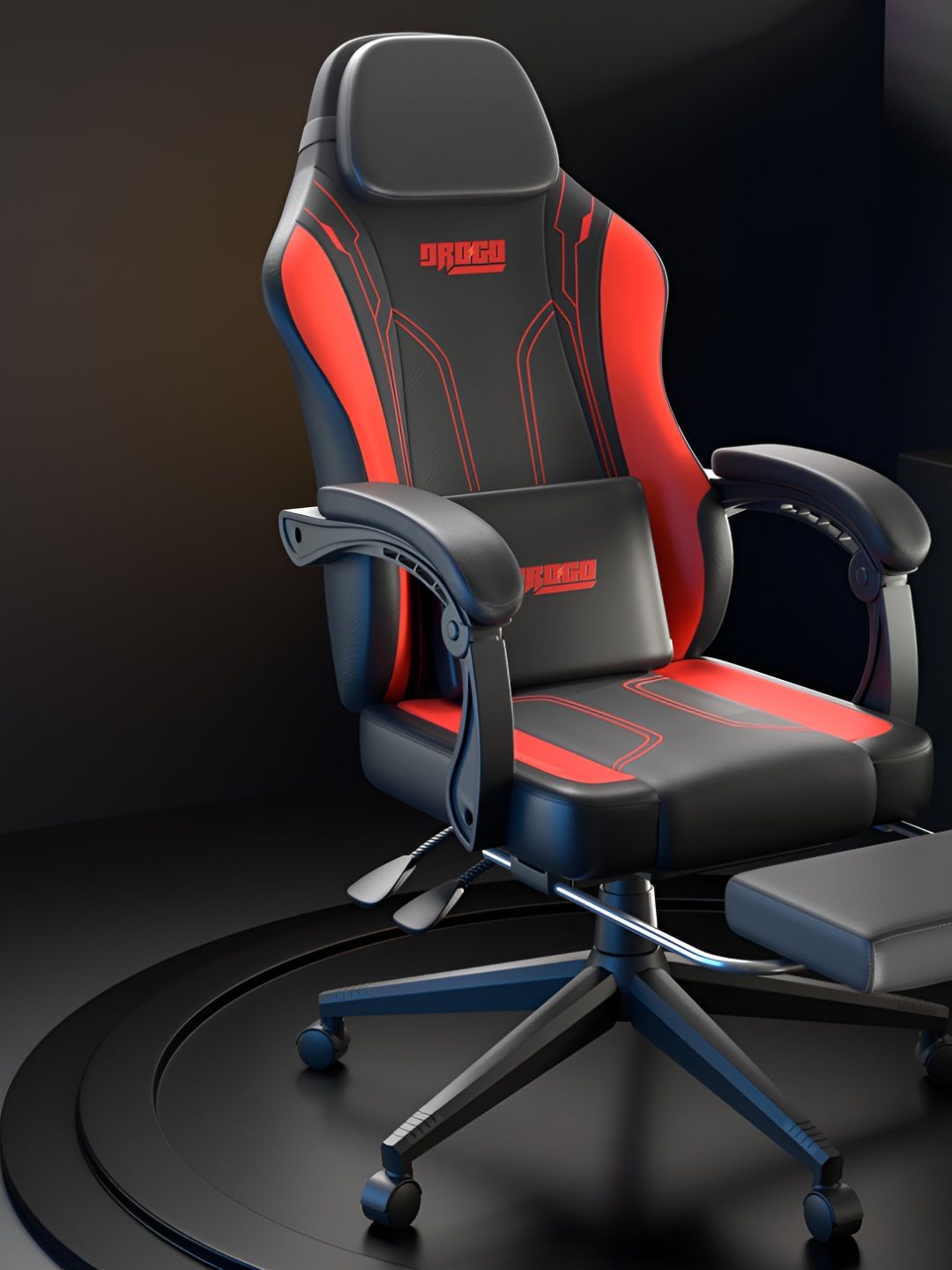 DROGO Onyx Ergonomic Premium Armrest Neck & Massager Lumbar Pillow Gaming Chair