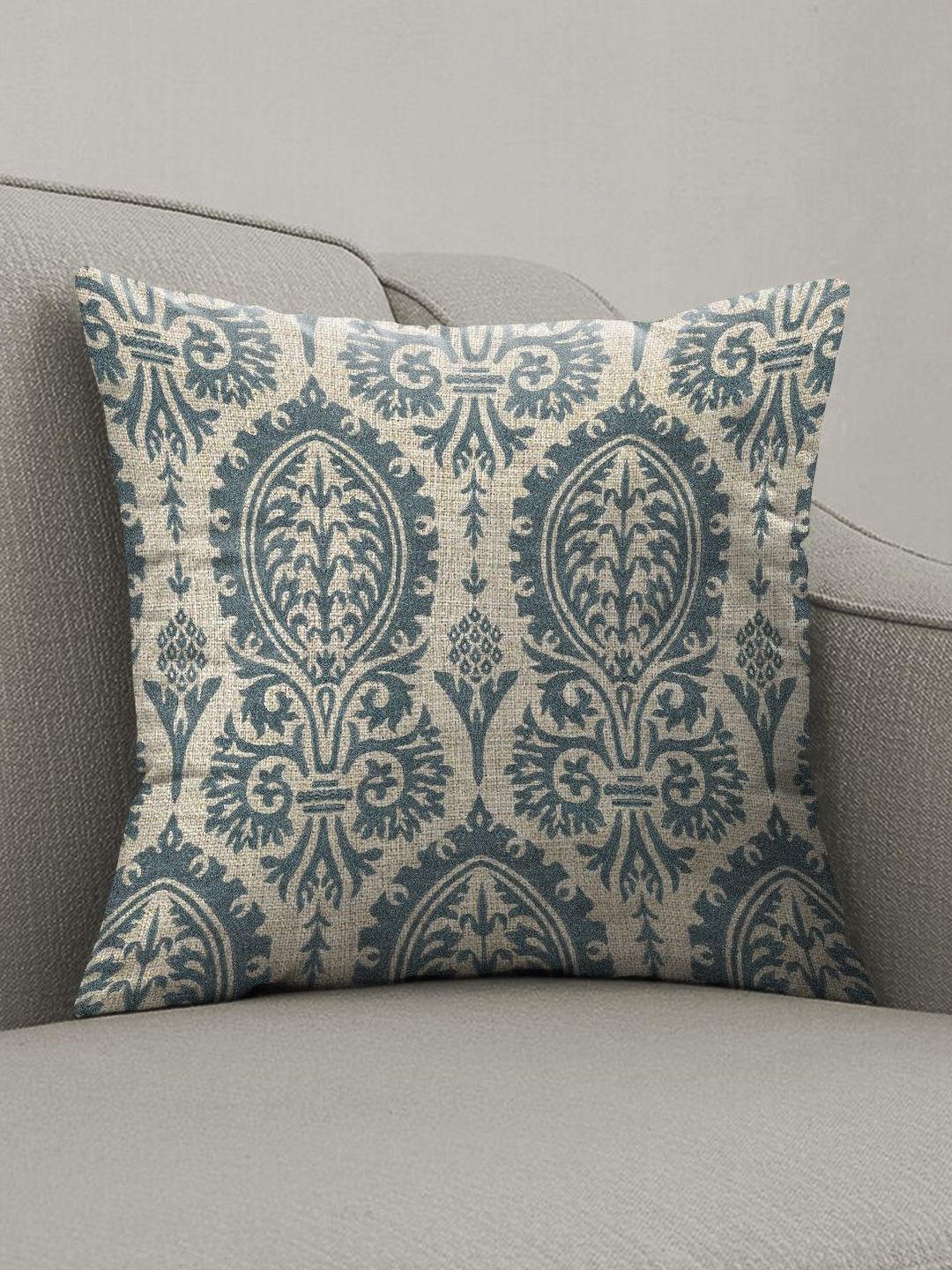 CASABLEU Beige & Blue 2 Pieces Ethnic Motifs Square Cushion Covers-picture-24