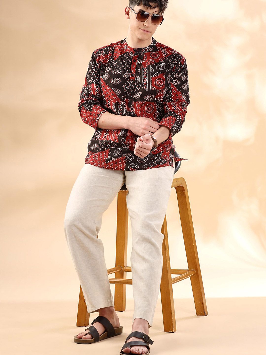 Anouk Ethnic Motifs Printed Cotton Short Kurta-image-34