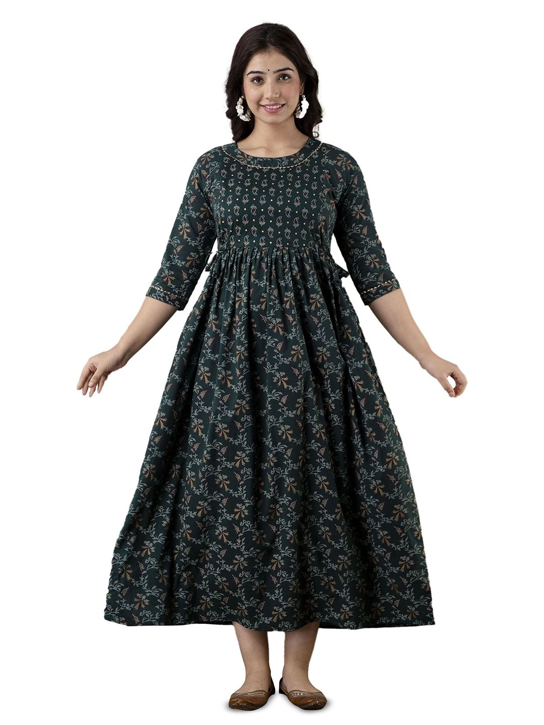 ANUOM Floral Print Maternity Fit & Flare Dress-picture-10