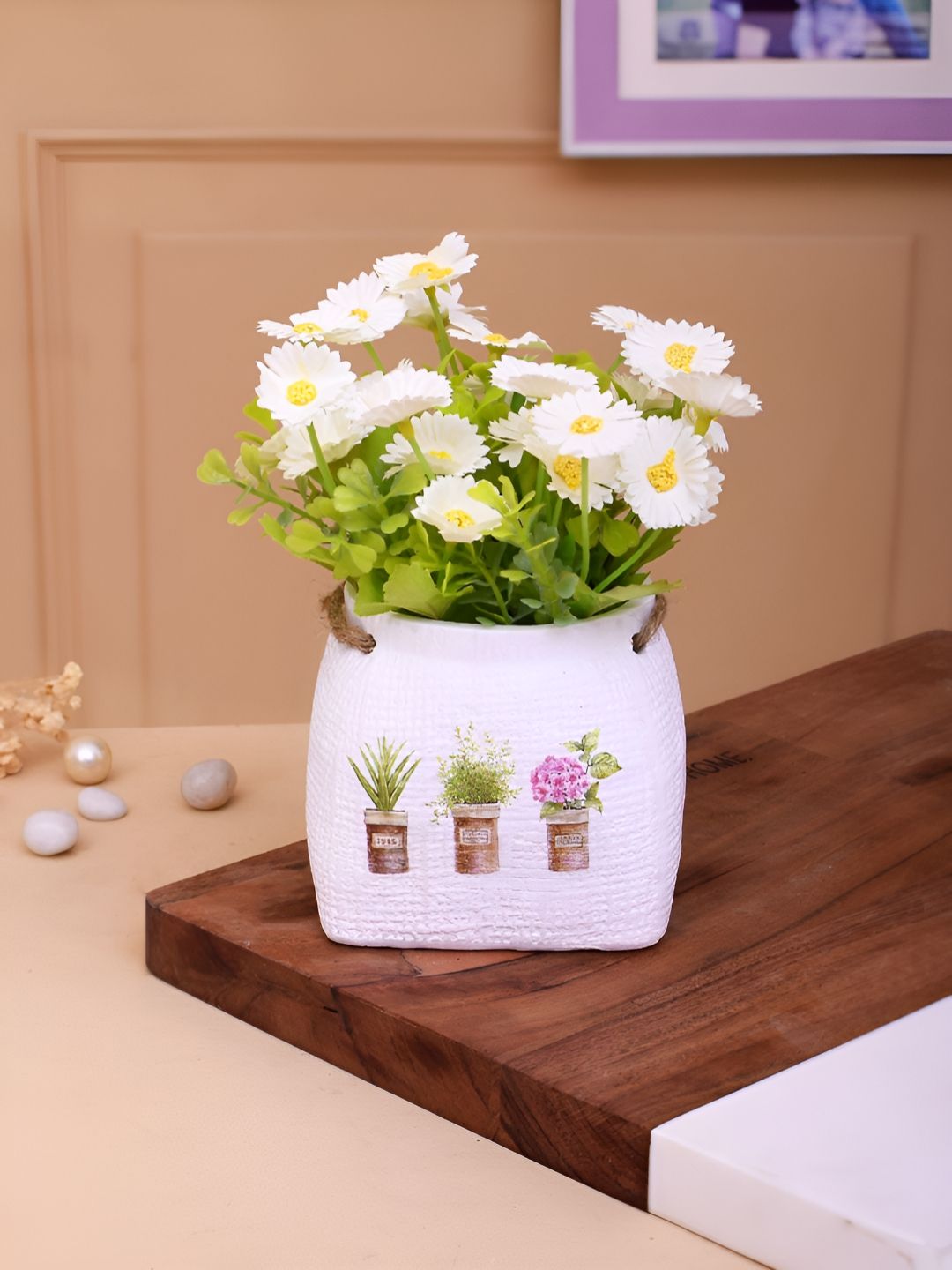 TAYHAA White Daisy Artificial Plant With Pot-picture-20