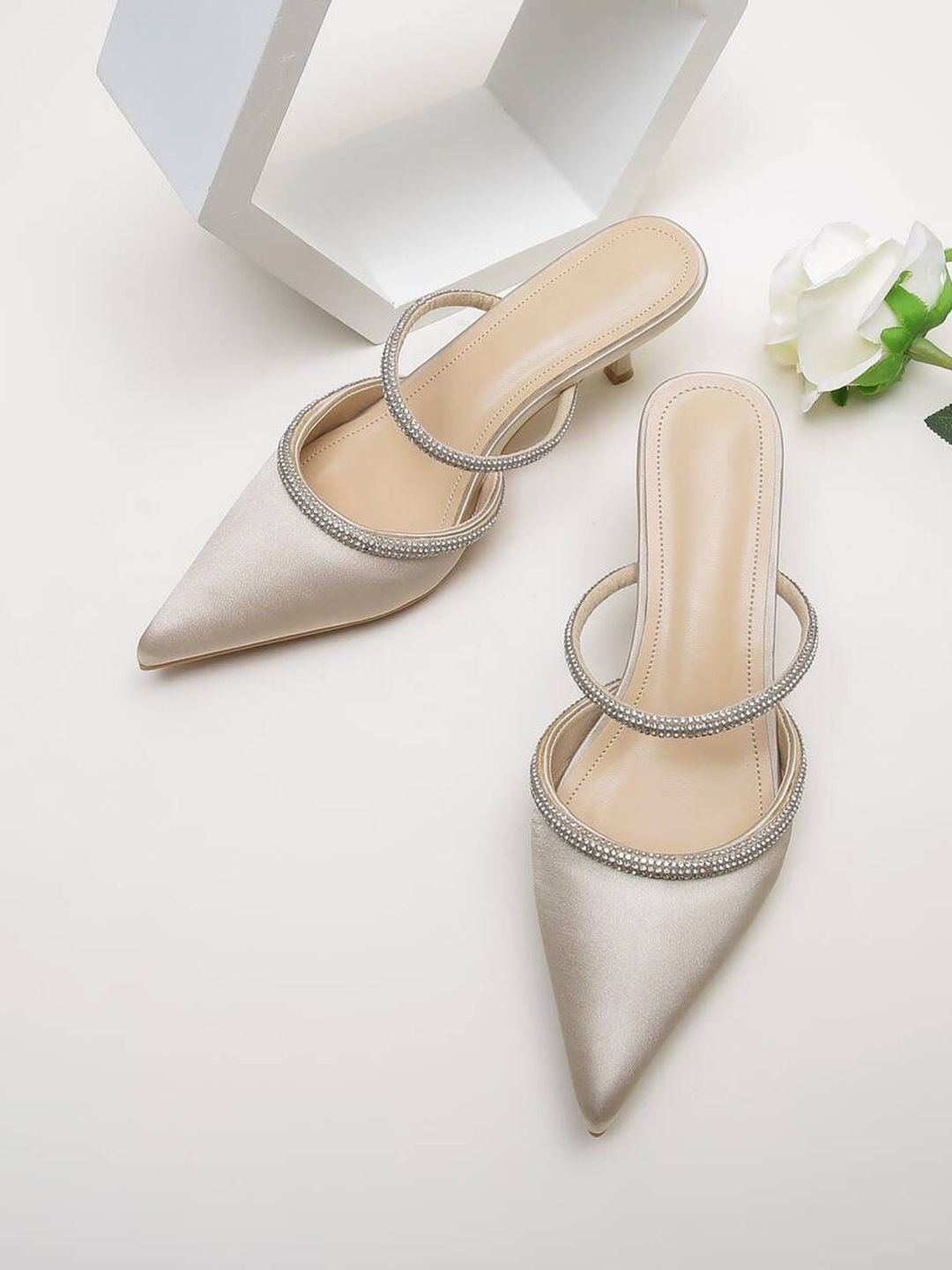 PURPLEHUNT Women Embellished Slim Heeled Pointed Toe Sandals-picture-21