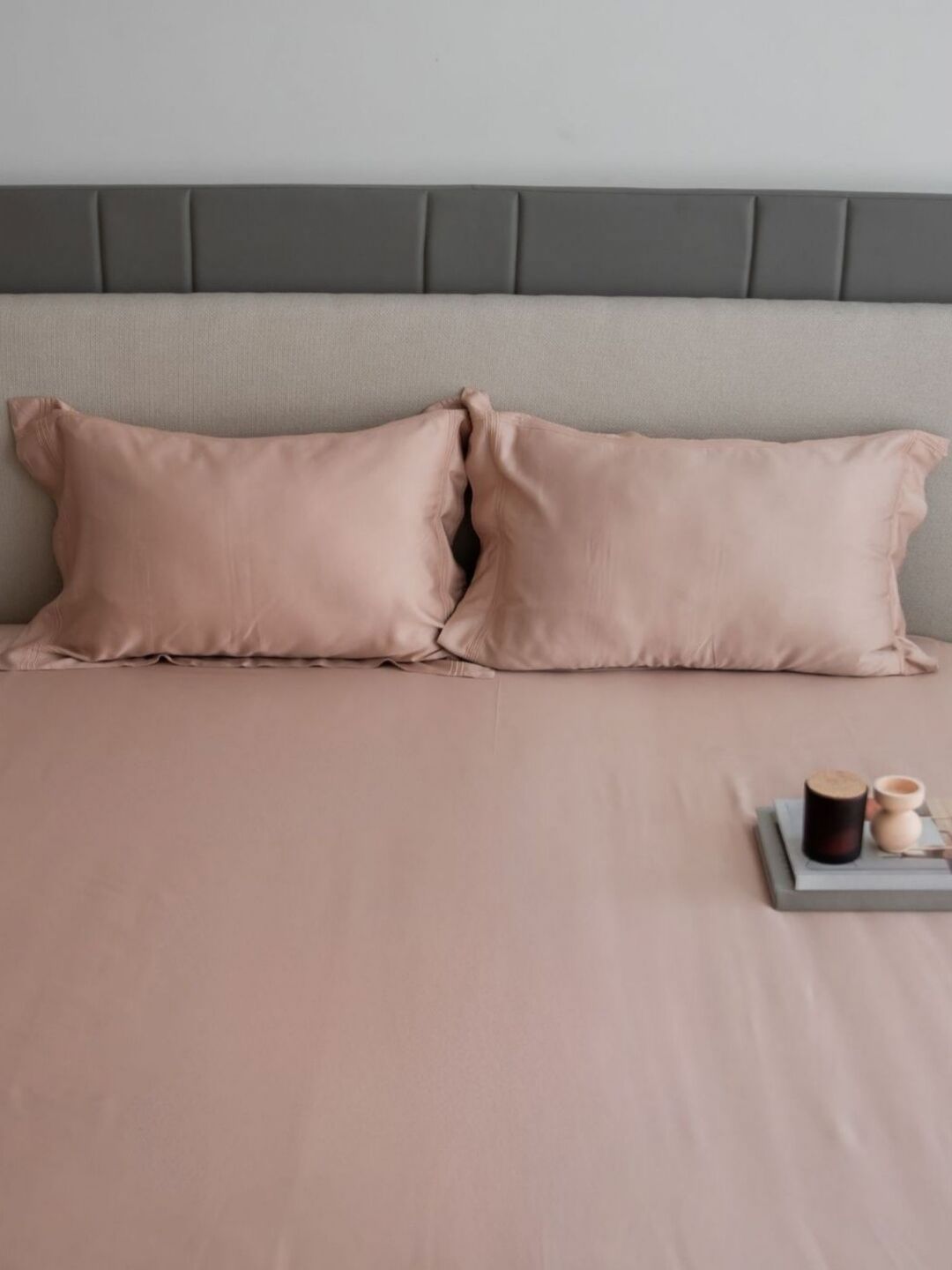 Sadyaska Creme Bamboo Pink Tencel 400 TC King Bedsheet Set 2.74 m x 2.74 m-image-26