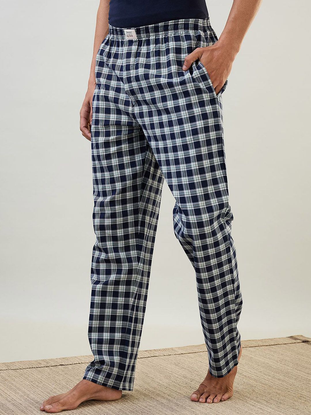 SleepZ by Raymond Men Checked Cotton Lounge Pants-picture-47