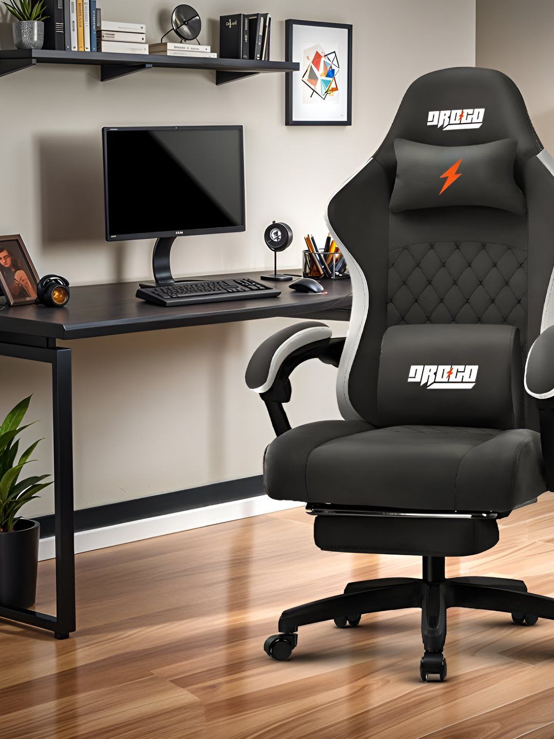 DROGO Throne Ergonomic Premium Armrest Neck & Massager Lumbar Pillow Gaming Chair