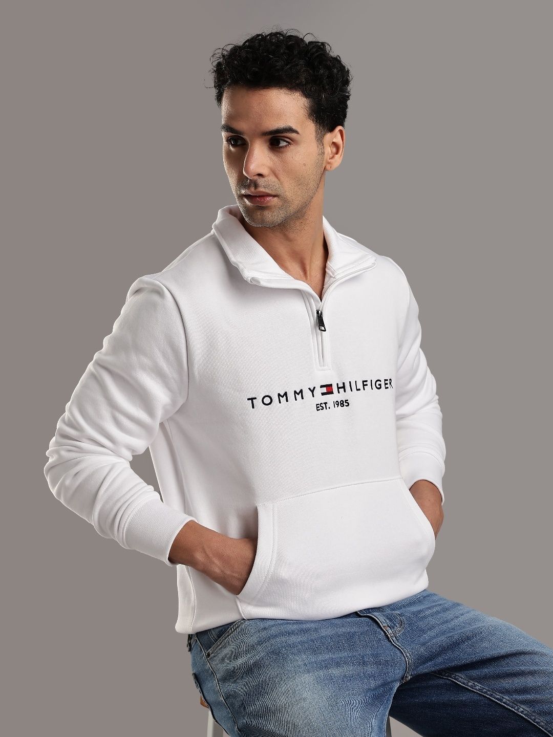 Tommy Hilfiger Men Brand Logo Printed Ribbed Sweatshirt-picture-19