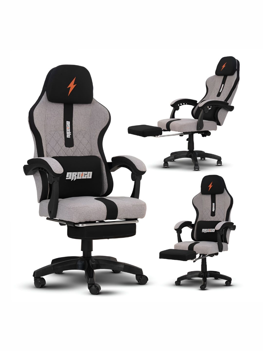 DROGO Breathable Fabric Armrest Adjustable Neck Ergonomic Gaming Chair