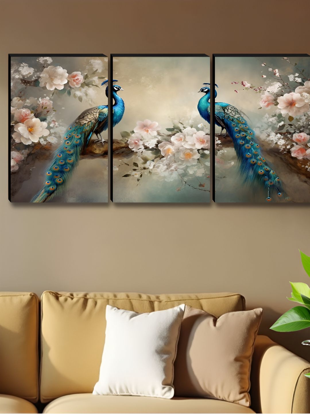 Aura Multicoloured 3 Pieces Peacock Wall Paintings-picture-40
