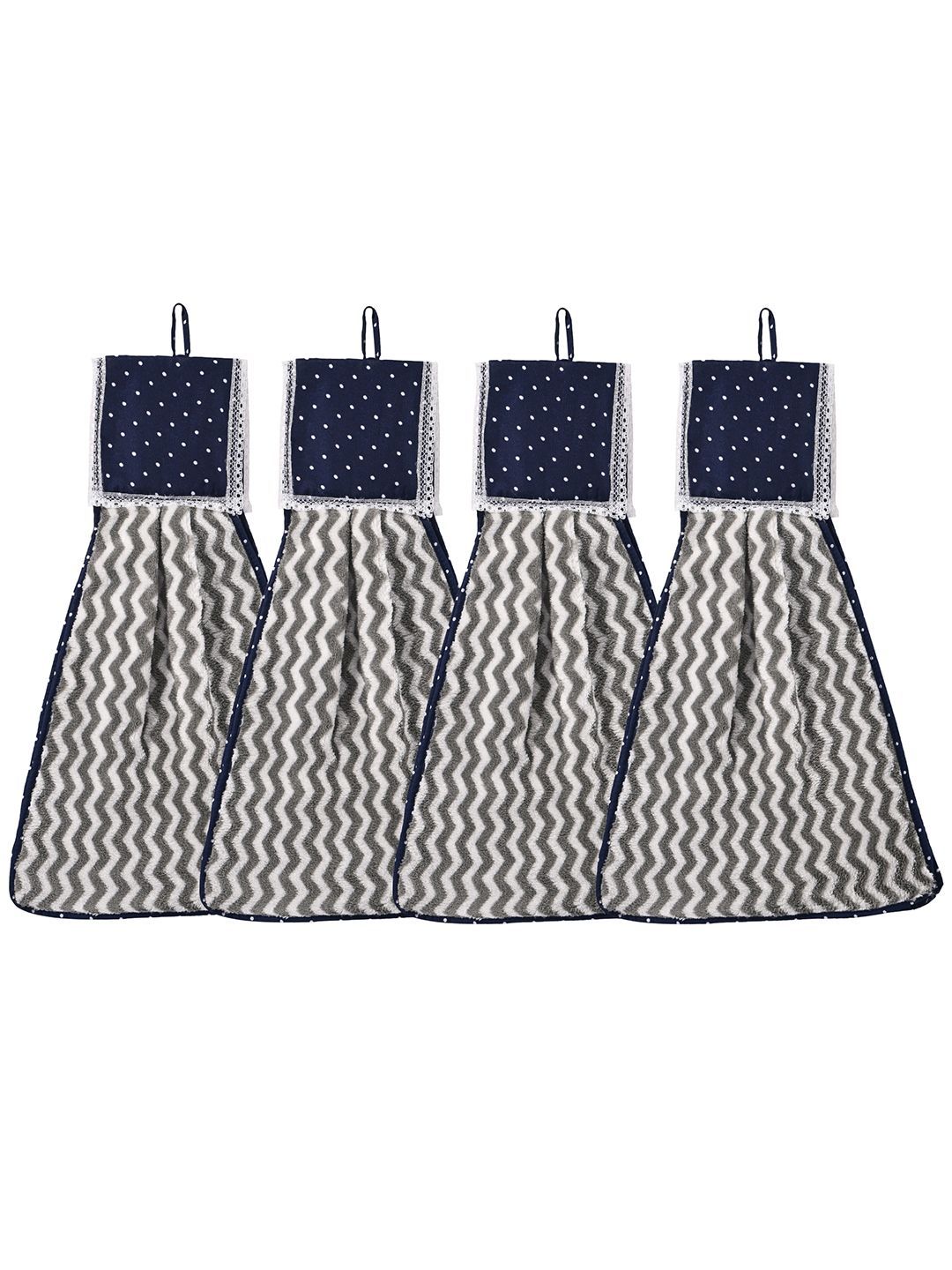 Kuber Industries Grey 4 Pcs Printed Microfiber Wash Basin Napkin Towel With Hanging Loops-image-45